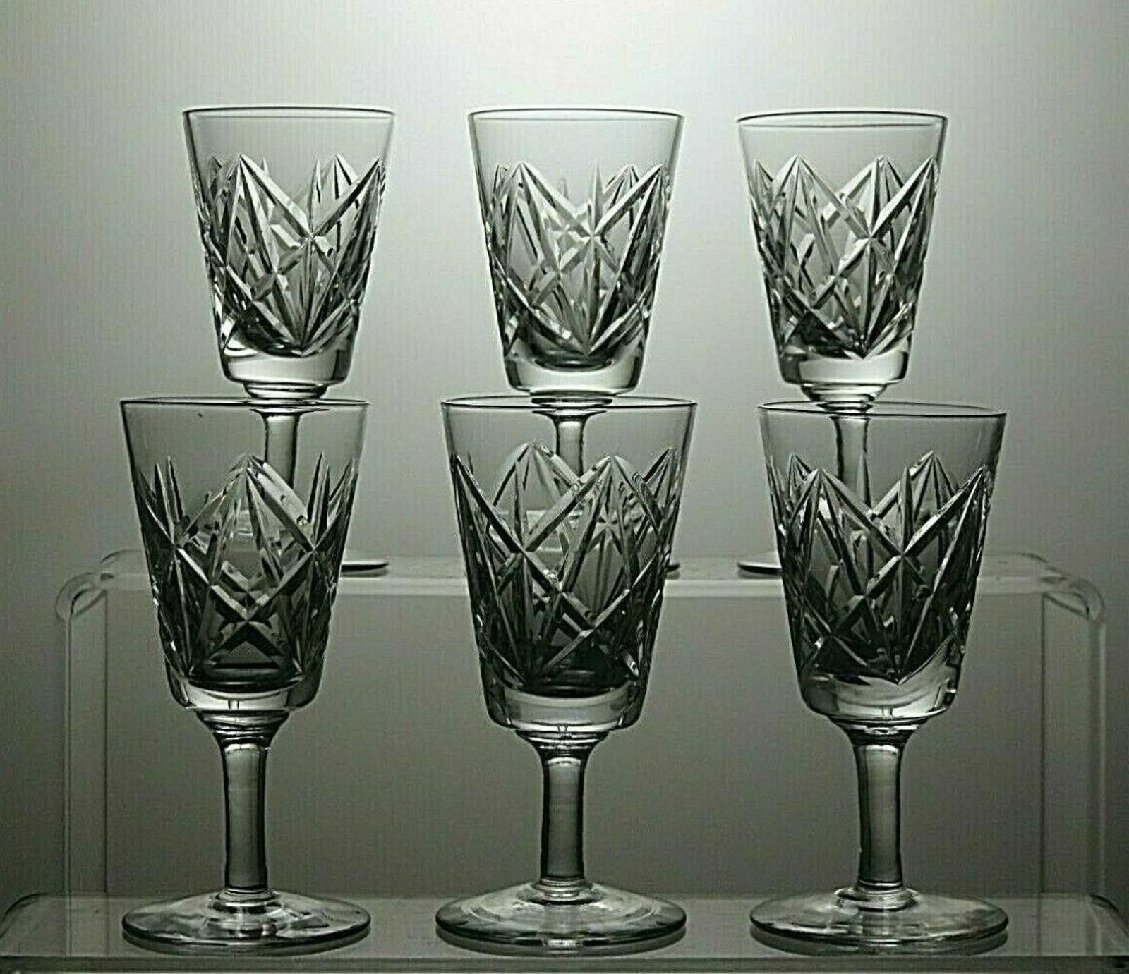 The Unbranded Brand Lovely Lead Crystal Cut Glass Liqueur Set Of 6 Glasses 4" Size ONE SIZE - 2 Thumbnail
