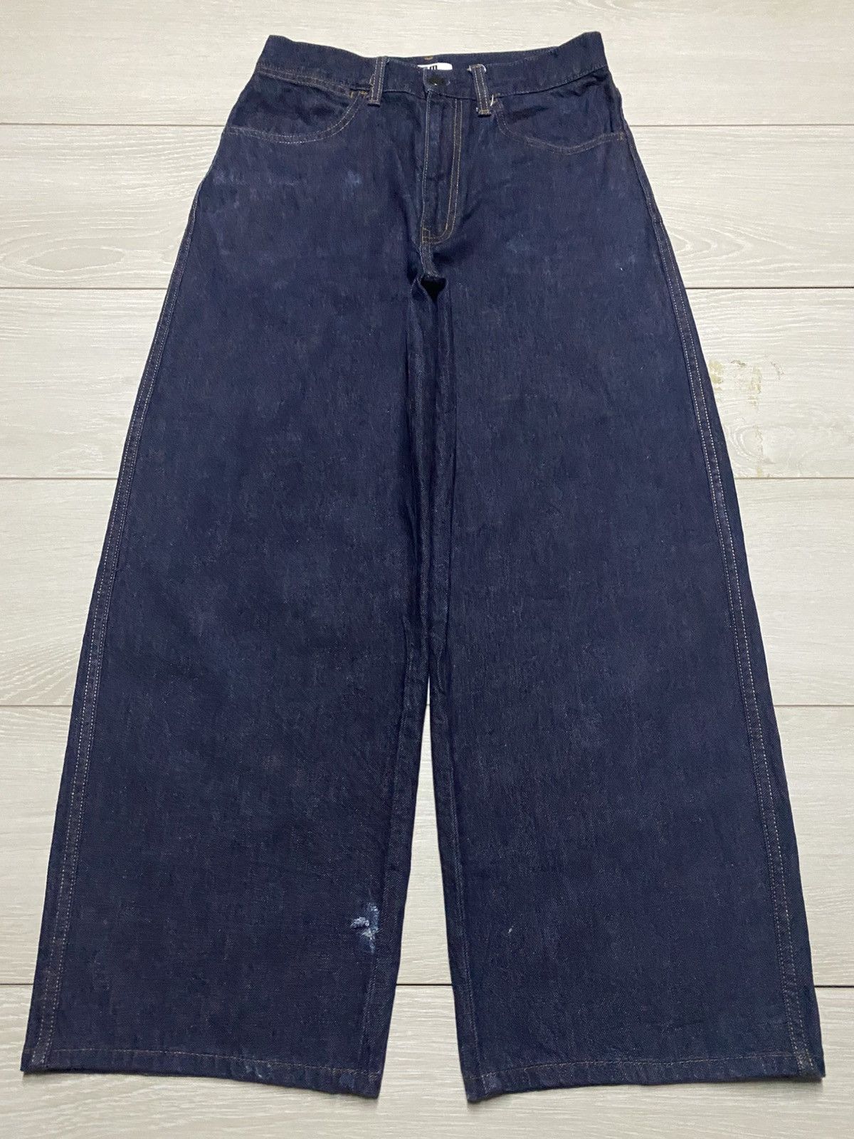 Christophe Lemaire Vintage Uniqlo Navy Blue Baggy Jeans Size US 27 - 1 Thumbnail