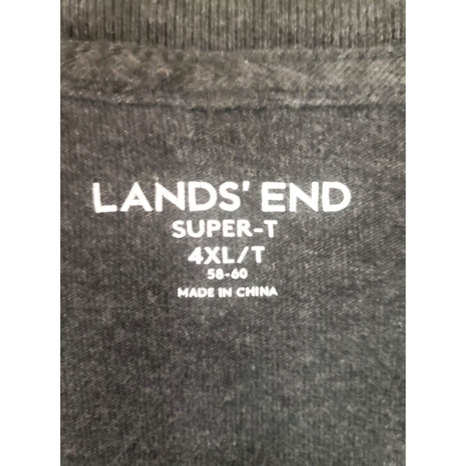 Lands' End Lands' End Men's Super-T Long Sleeve Crewneck T-Shirt 4XLT Charcoal Heathered Mens, 4XLT, Charcoal Heathered, T-Shirt, Crew Neck, Long Sleeve Size US XXL / EU 58 / 5 - 7 Thumbnail