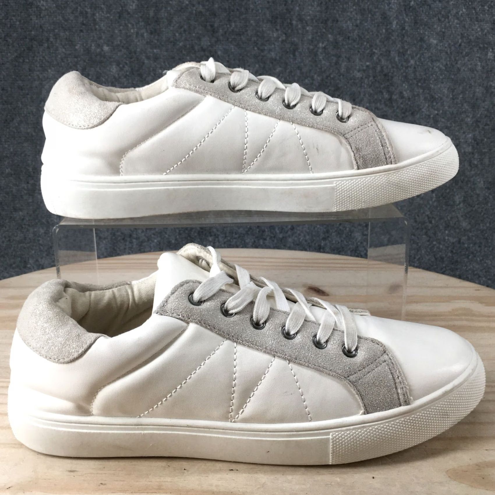 Alife Lust For Life Womens 9 Low Top Sneakers White Faux Leather Lace Up Casual Shoes Size M / US 6-8 / IT 42-44 - 2 Thumbnail