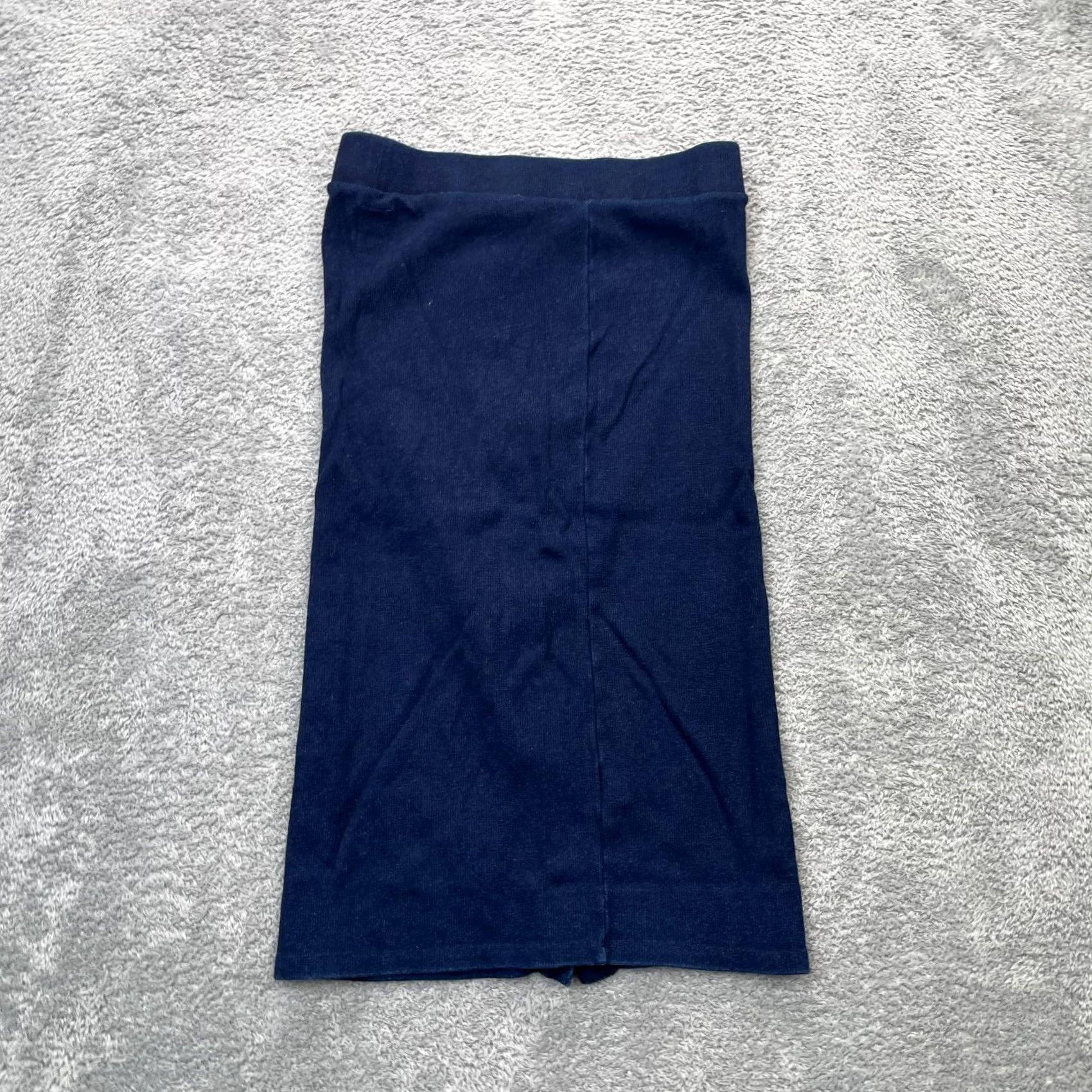 Vintage NSF Skirt Womens Medium Blue Pencil Snap Front Modern Minimalist Button Midi Knit Elastic Waist Slit City Preppy Size 32" / US 10 / IT 46 - 2 Thumbnail