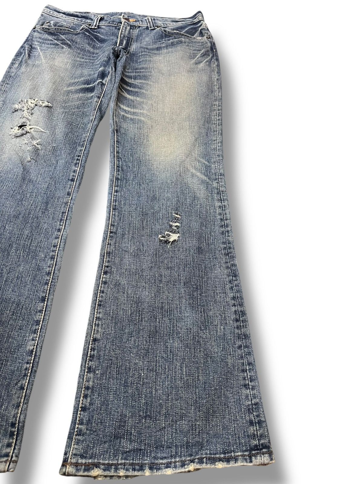 Japanese Brand Vintage GLheart Flare Grunge Distressed Denim Size US 35 - 4 Thumbnail