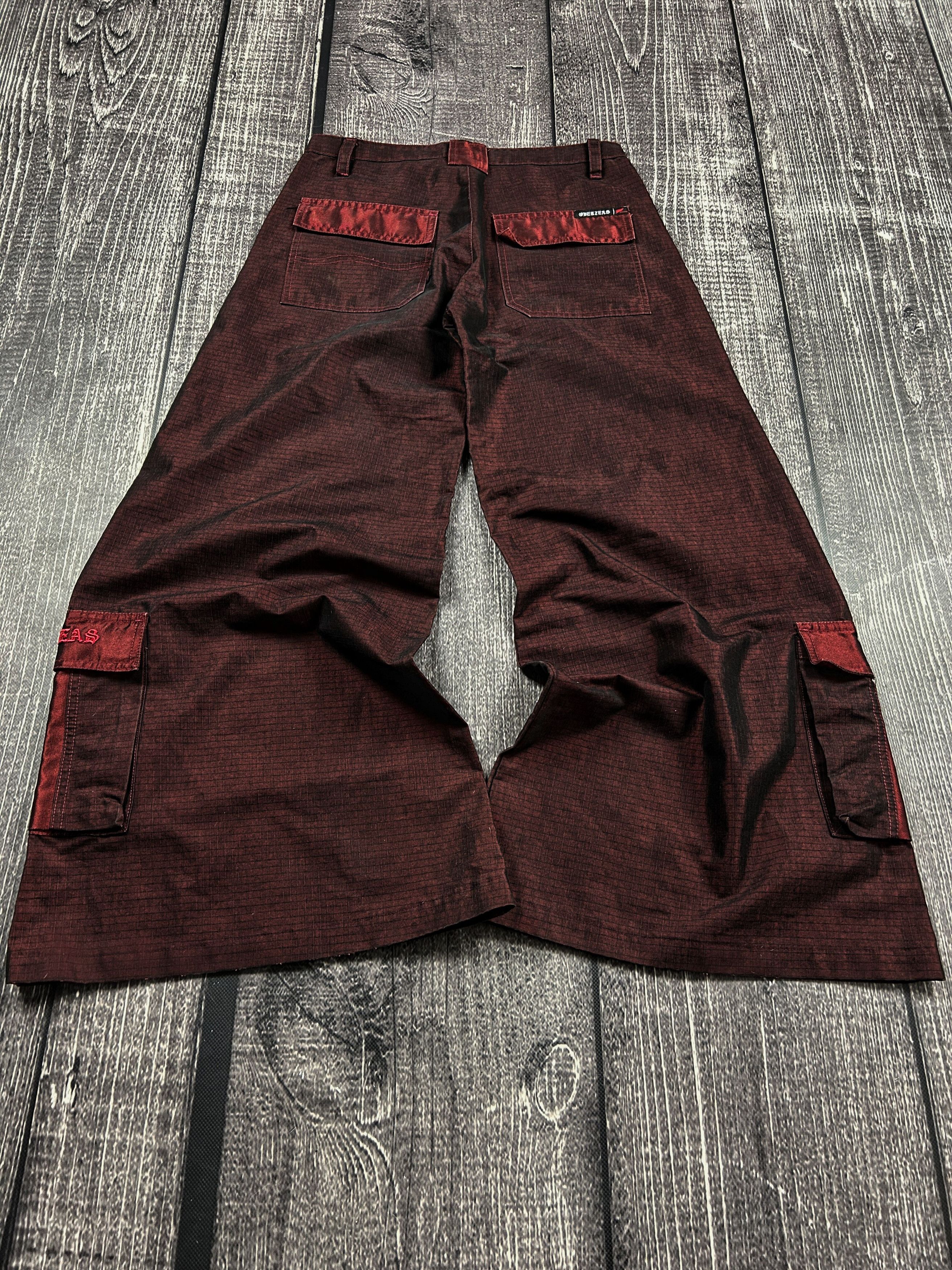 Infinite Archives Y2K Burgundy Cargo Pants Wide Leg Utility Streetwear Size US 30 / EU 46 - 2 Thumbnail