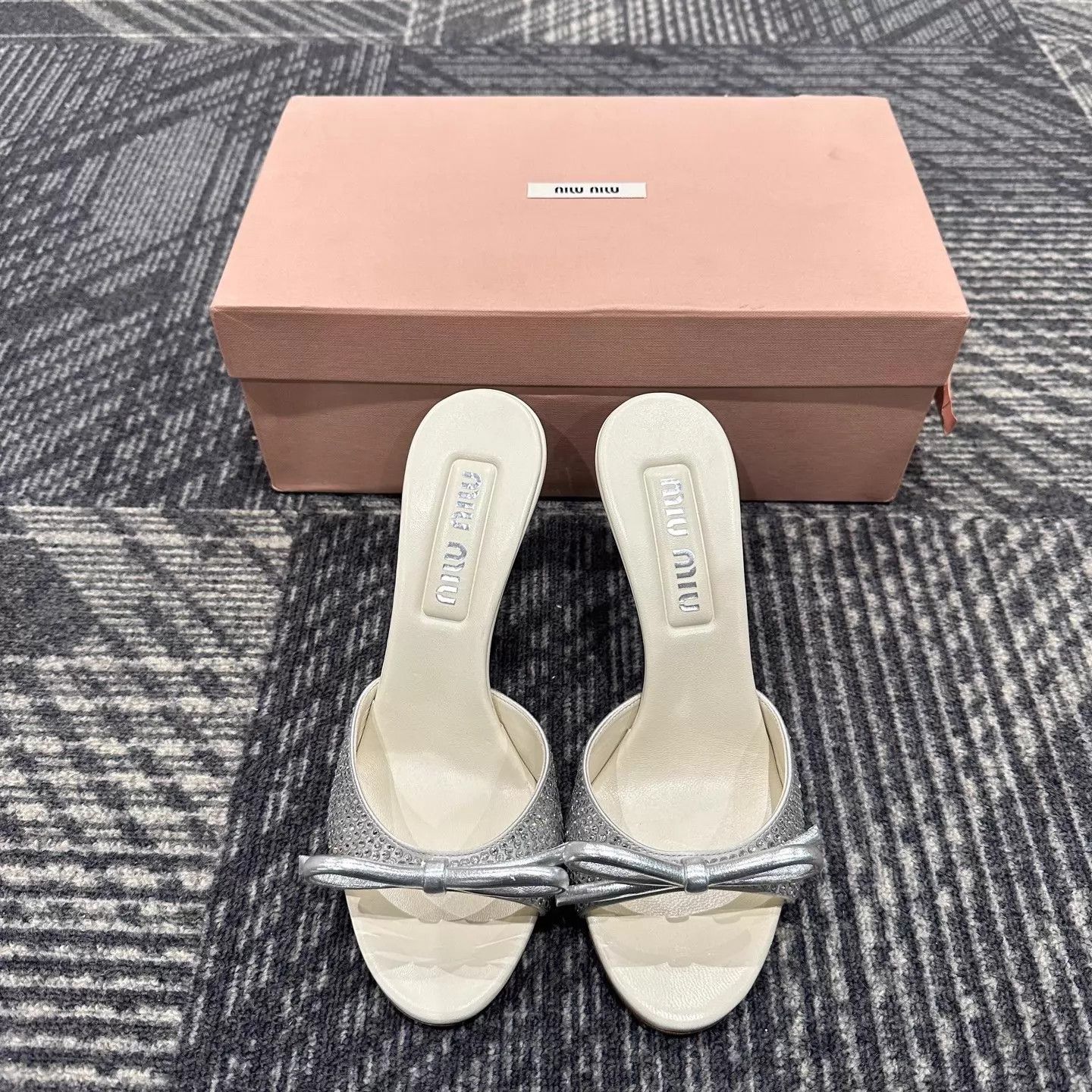 Miu Miu Miu Miu silk stiletto slides 37.5 EU BNIB Size US 7 / IT 37 - 2 Thumbnail