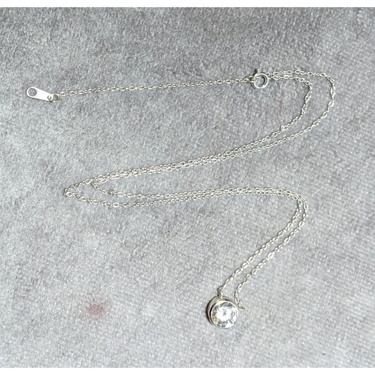 Other Minimalist Sterling Silver Gemmed Pendant Necklace Size ONE SIZE - 8 Thumbnail