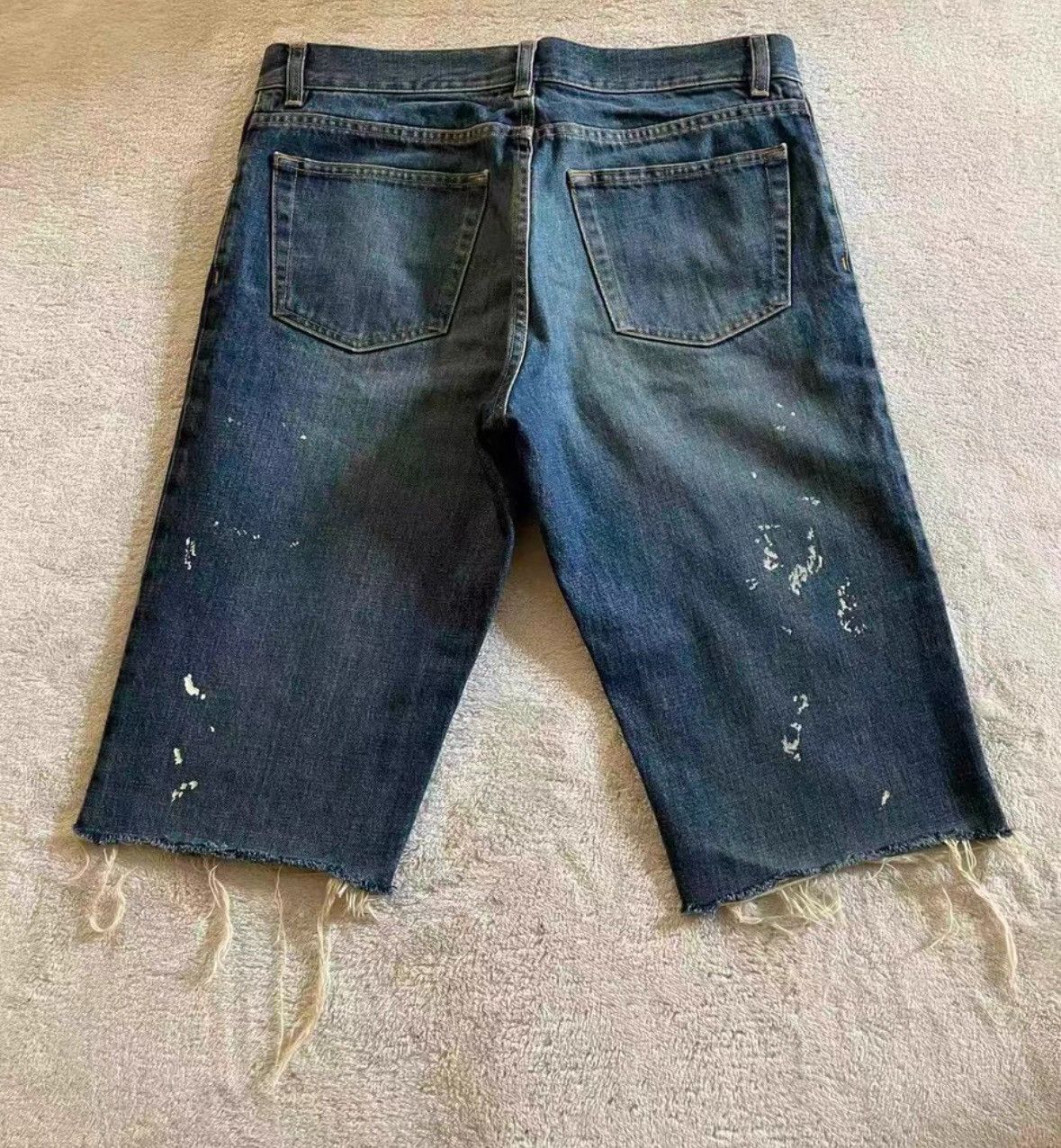 Helmut Lang HELMUT LANG Blue Washed Splatter Denim Shorts Size US 32 / EU 48 - 4 Thumbnail