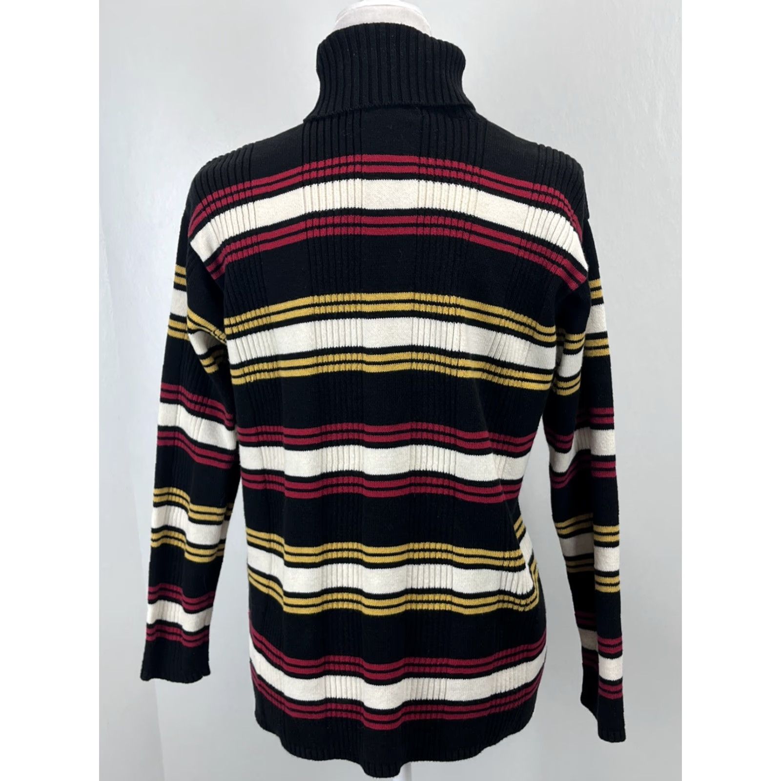 Tommy Hilfiger Womens Tommy Hilfiger Turtleneck Sweater Striped Ribbed Vtg Y2K Sz L VGUC Multicolor Long Sleeve Pullover 100% Cotton Size L / US 10 / IT 46 - 4 Thumbnail