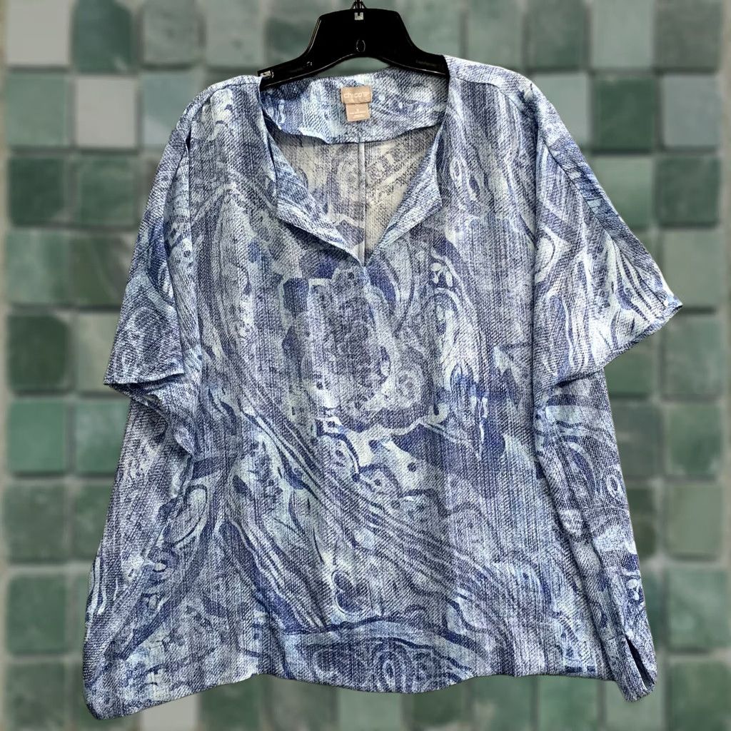 Chicos Blouse Womens Large Size 2 Blue Top, Women's