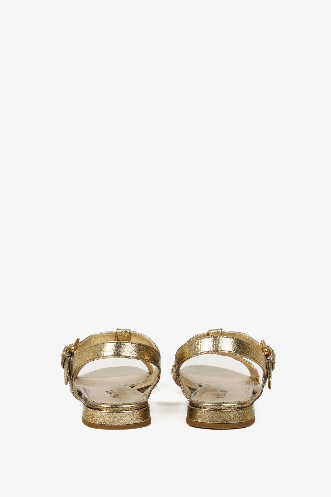 Prada Prada Gold Metallic Studded Flat Sandals Size US 9 / IT 39 - 3 Thumbnail