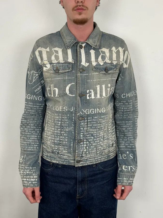 John Galliano SS2011 John Galliano Blue Gazette Gothic Script Denim Jacket Size US M / EU 48-50 / 2 - 2 Thumbnail