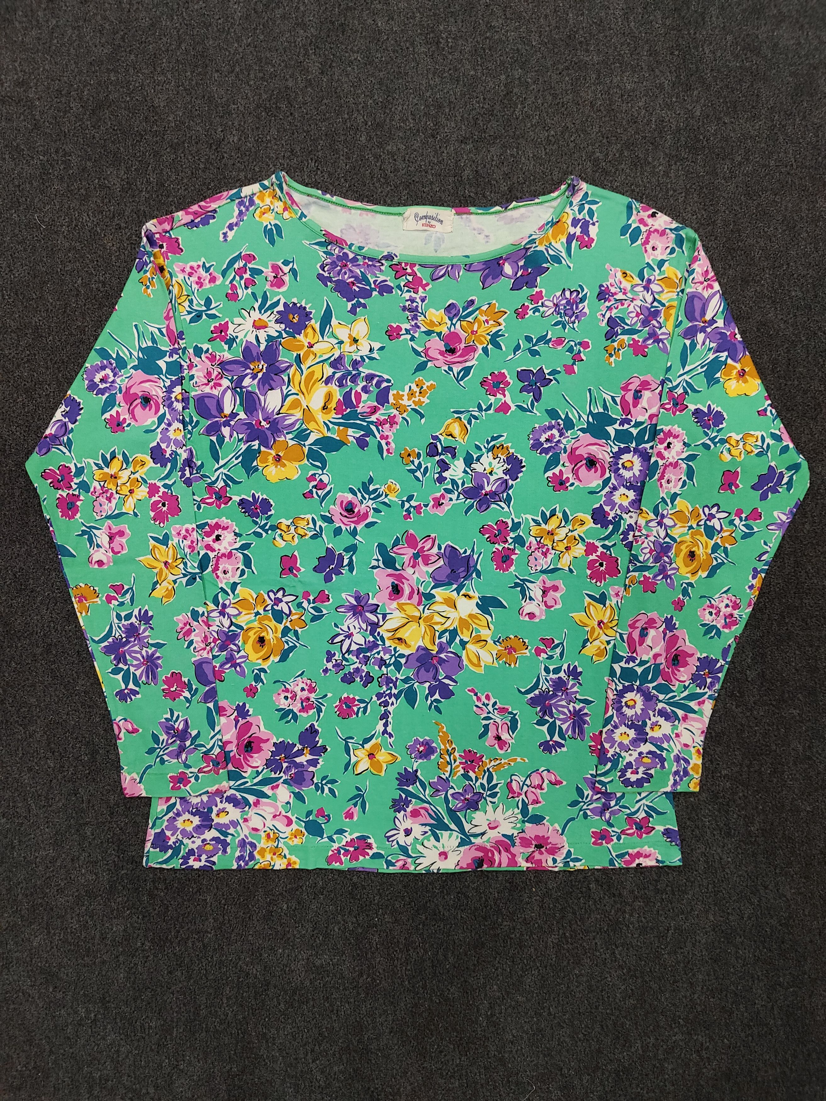 Kenzo 90s Kenzo Composition Flowers Graphic Long Sleeve Size M / US 6-8 / IT 42-44 - 4 Thumbnail