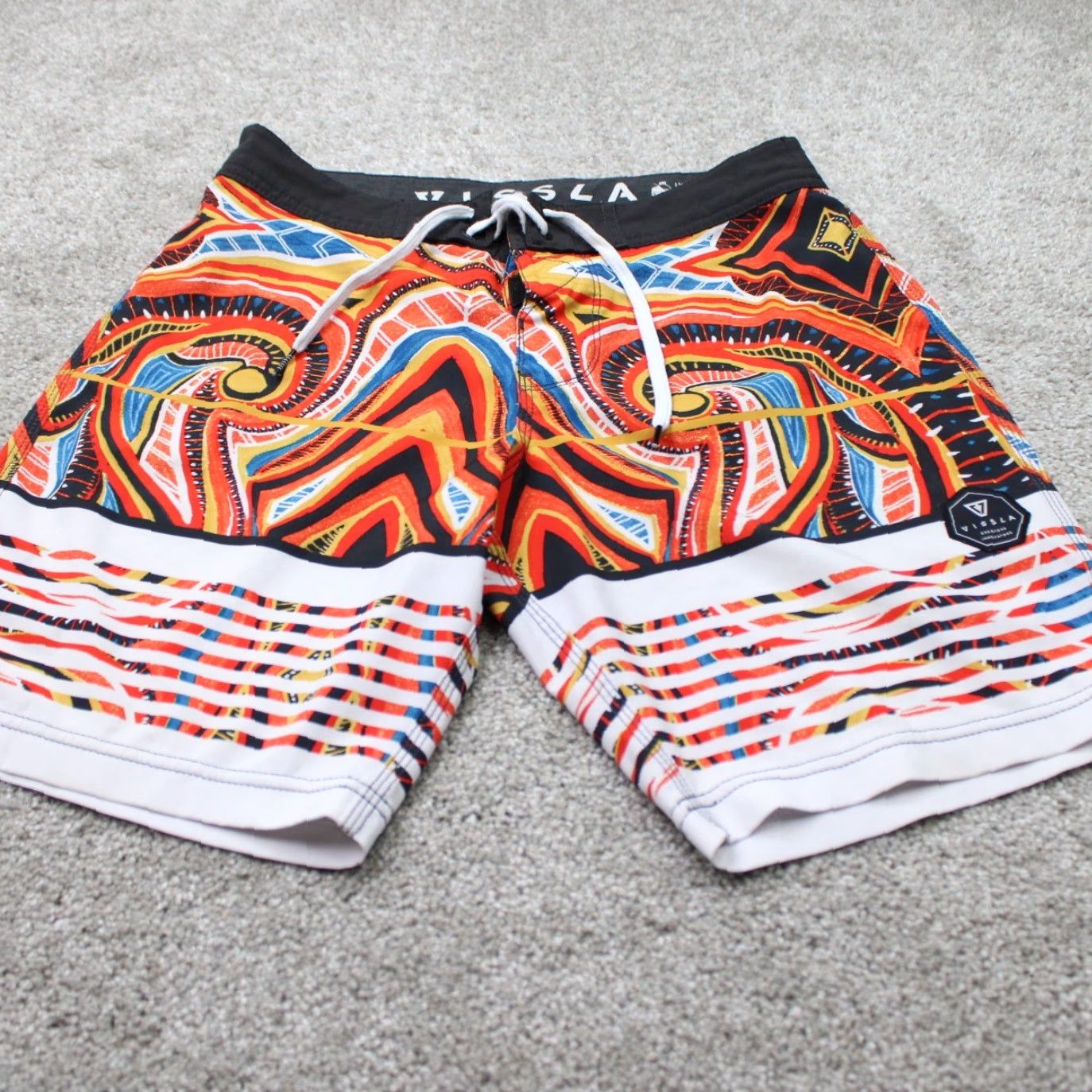 Vissla VISSLA Board Shorts Mens 28 Orange Blue Swim Trunks Stretch Pockets Floral Beach 90s? Size ONE SIZE - 2 Thumbnail
