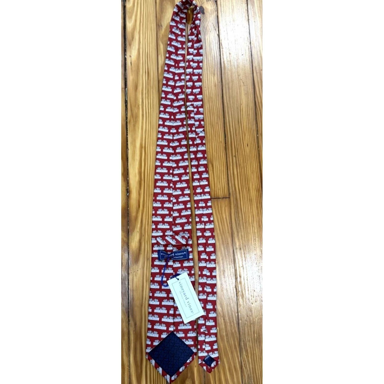 Vineyard Vines Vineyard Vines Mens Red 100% Silk Tie College Sports Animal Print Logo Classic Designer Size ONE SIZE - 2 Thumbnail