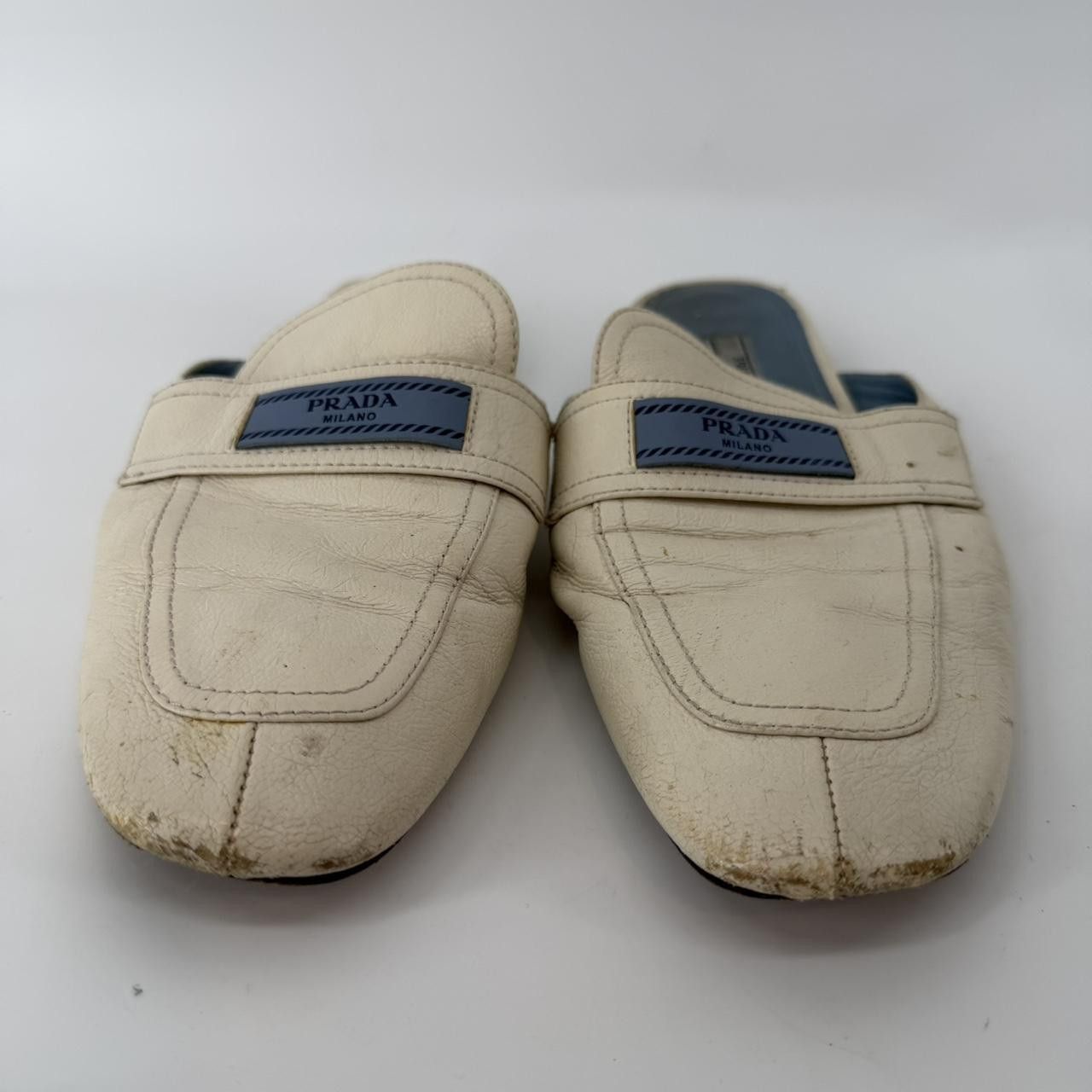 Prada Prada White Leather Mules Size Size US 7.5 / IT 37.5 - 2 Thumbnail