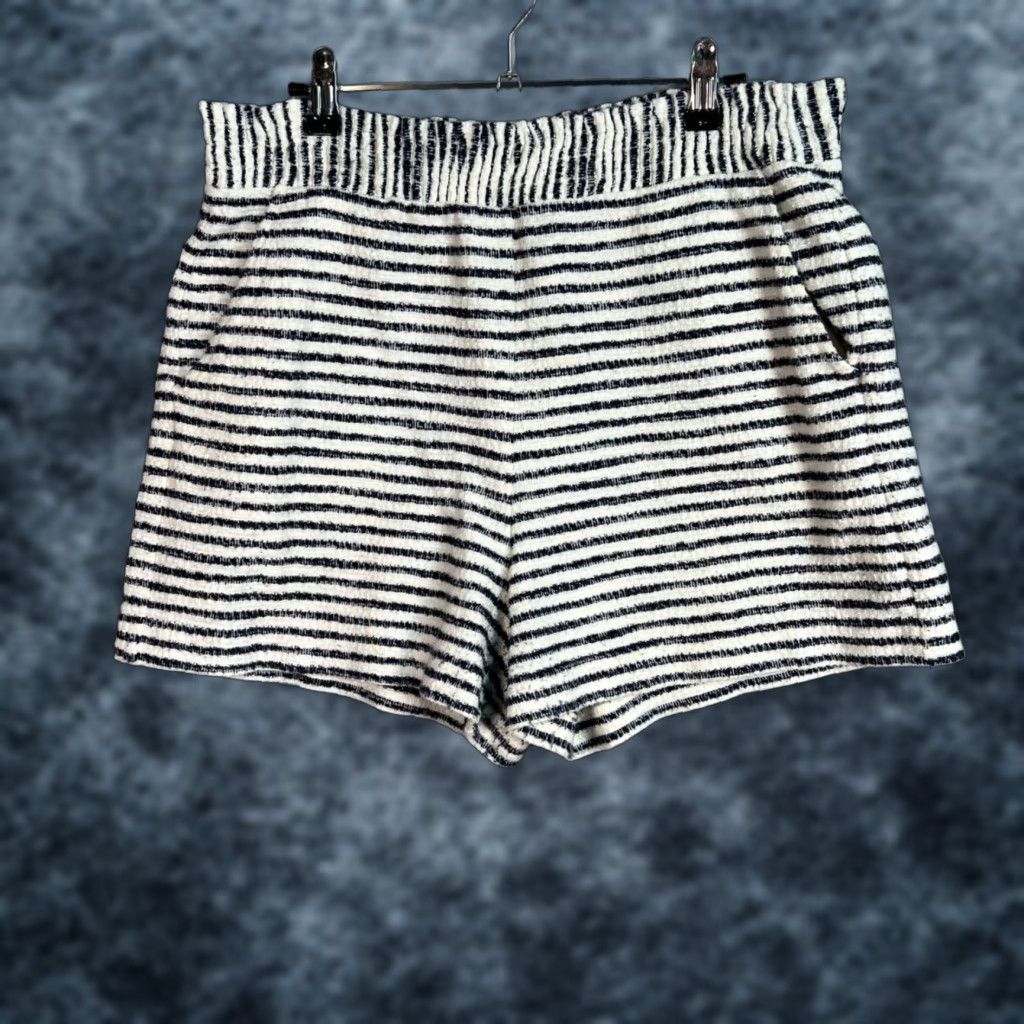 Lou & Grey Lou & Grey Womens Medium Striped Knit Shorts Black & White Cotton Blend Size 32" / US 10 / IT 46 - 1 Thumbnail