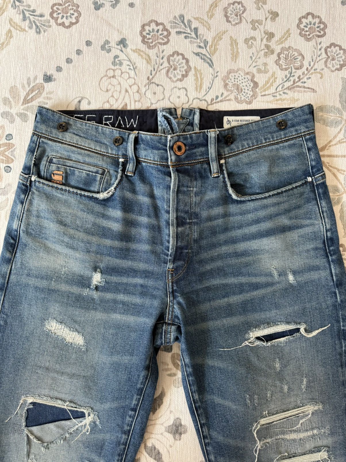G-Star G-Star Raw Restored Denim Designer Jeans Distressed Details Size US 31 - 7 Thumbnail