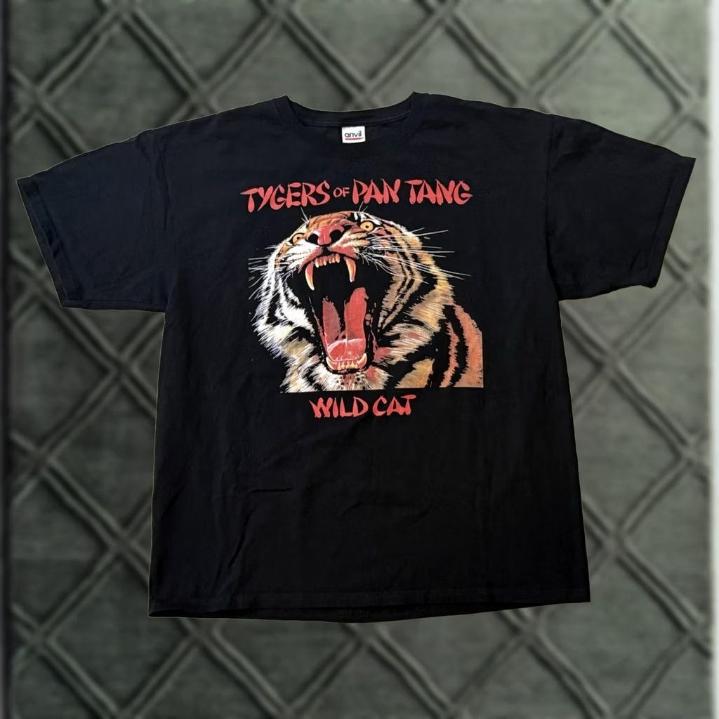 Anvil VINTAGE Tygers of Pan Tang ‘Wild Cat’ Album Promo Shirt XL Black Cotton T-Shirt Mens Bands Logo 2000s Reprint Size US XL / EU 56 / 4 - 1 Thumbnail