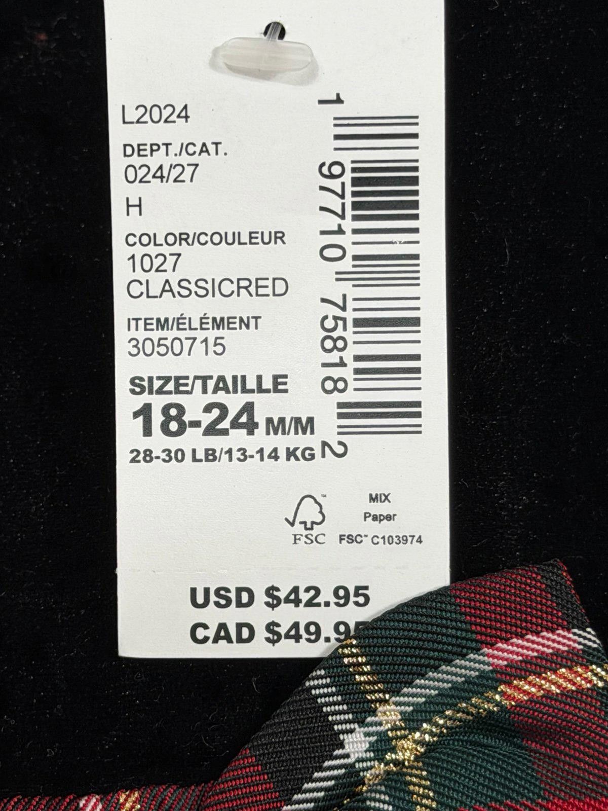 Other The Childrens Place 18-24 Months Plaid Velvet Holiday Dress Size ONE SIZE - 4 Thumbnail