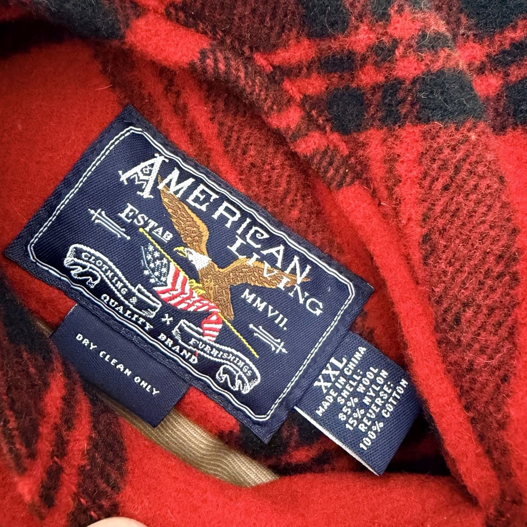 Vintage American Living Reversible Wool Jacket Mens 2XL Red Buffalo Plaid Zipper Mid-Length Size US XXL / EU 58 / 5 - 2 Thumbnail