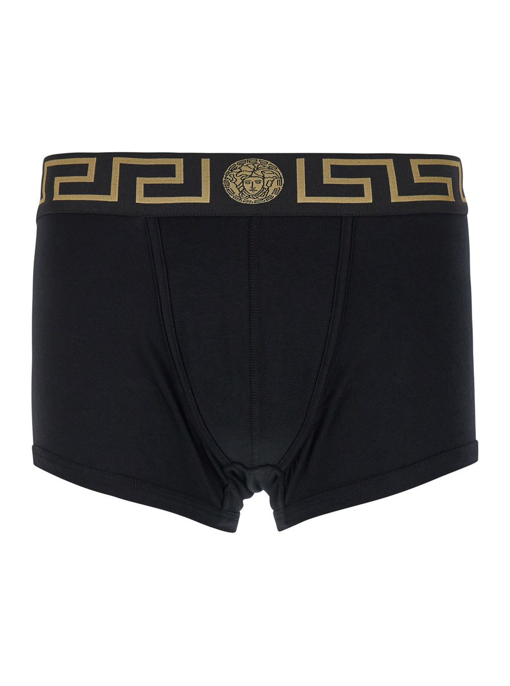 Versace Black Boxer with Greca and Medusa Logo In Stretch Cotton for Men Size ONE SIZE - 1 Thumbnail