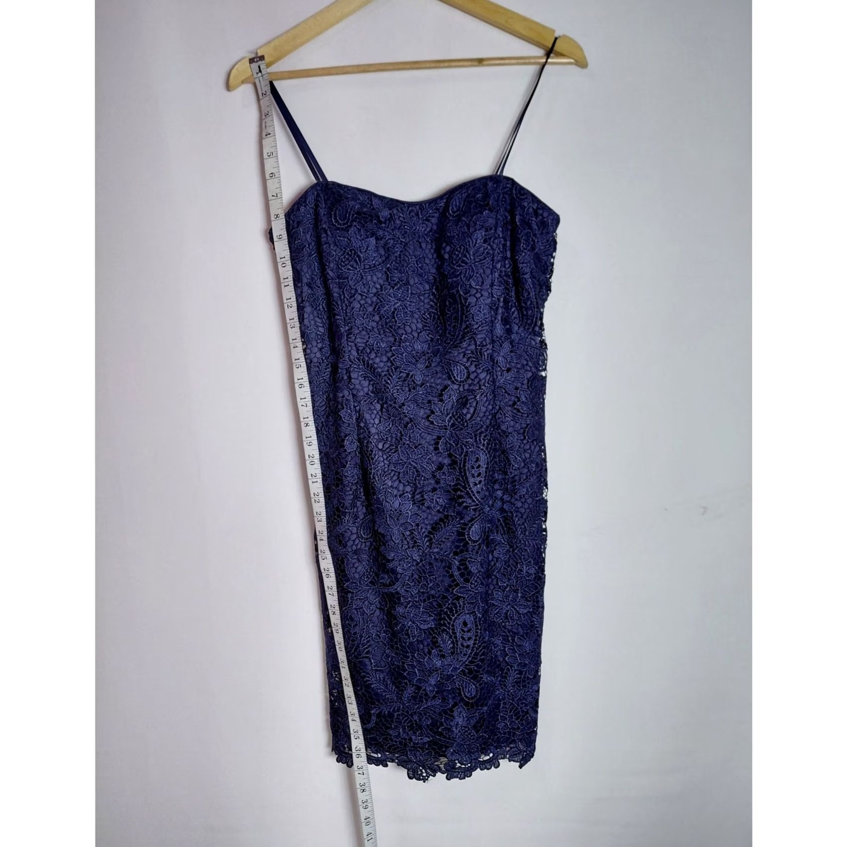 Adrianna Papell Adrianna Papell Lace Dress Blue Solid Sleeveless Knee Length Women Size 8 Size M / US 6-8 / IT 42-44 - 6 Thumbnail