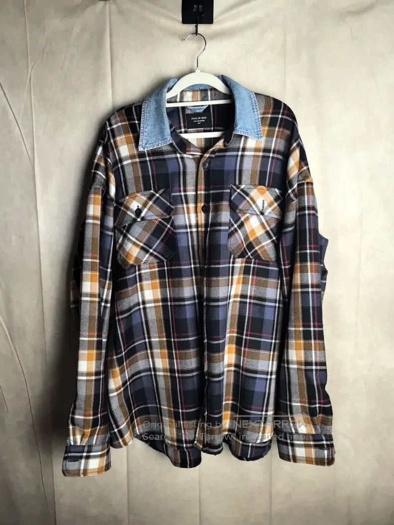 Fear of God Fear of God Flannel denim collar plaid shirt | Grailed