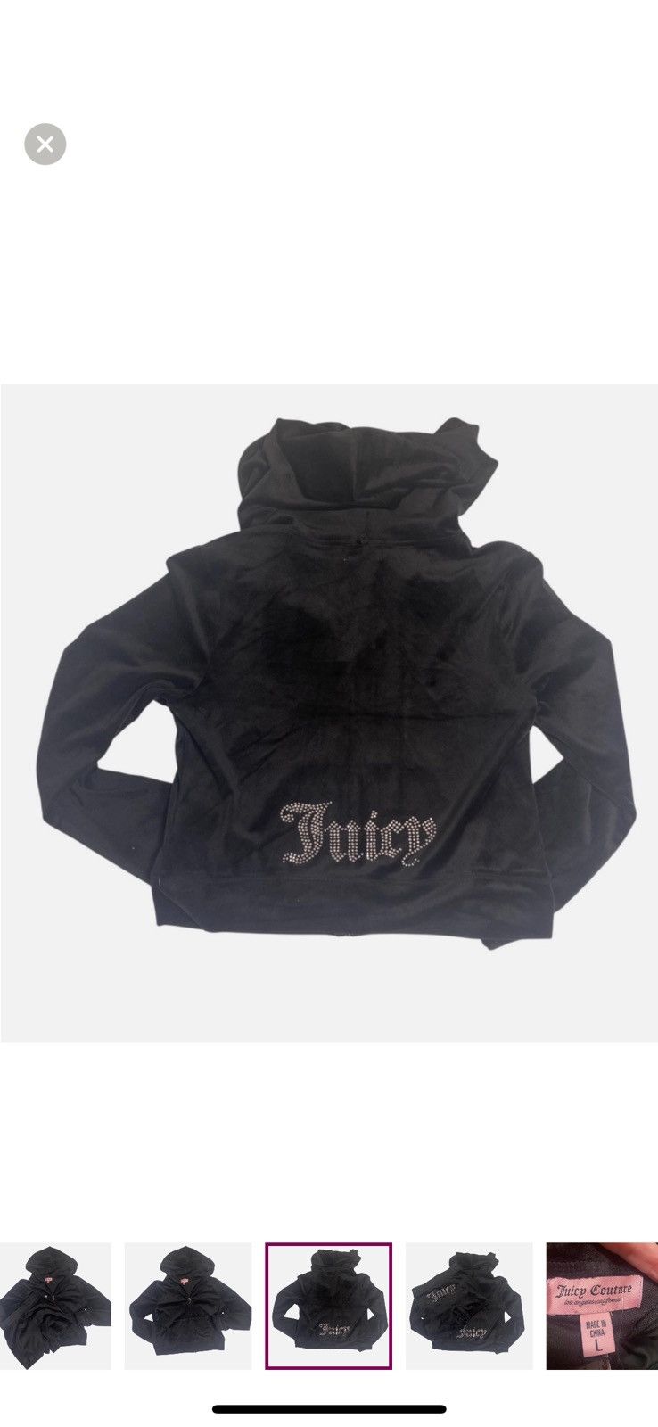 Juicy Couture Juicy Couture Black Bling Velour Tracksuit Lg Size 30" / US 8 / IT 44 - 3 Thumbnail