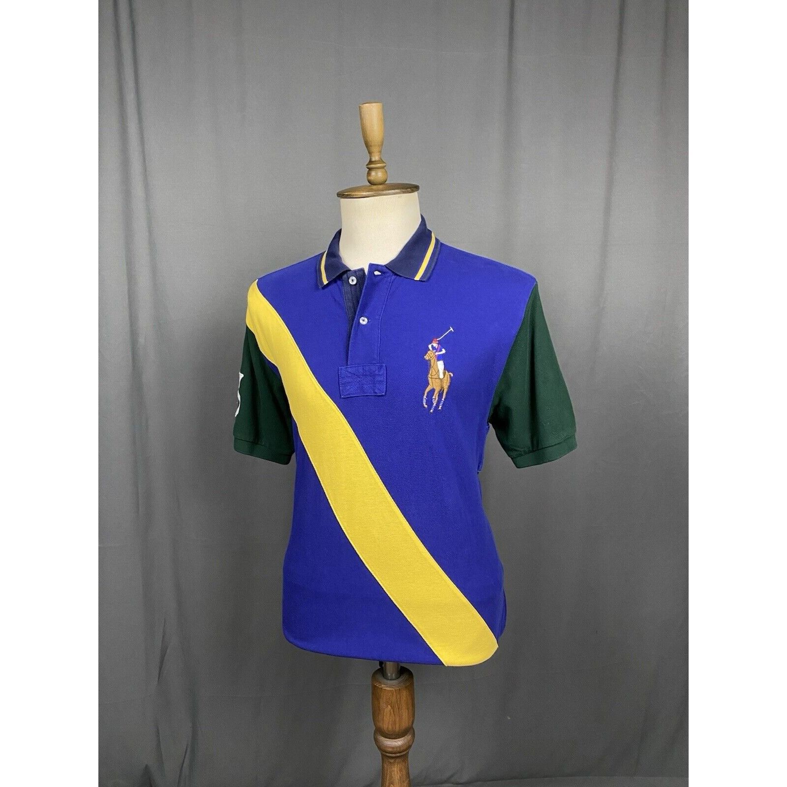 Polo Ralph Lauren Polo Ralph Lauren Big Logo VTG Men's Blue Yellow Polo T-Shir Size US L / EU 52-54 / 3 - 4 Thumbnail