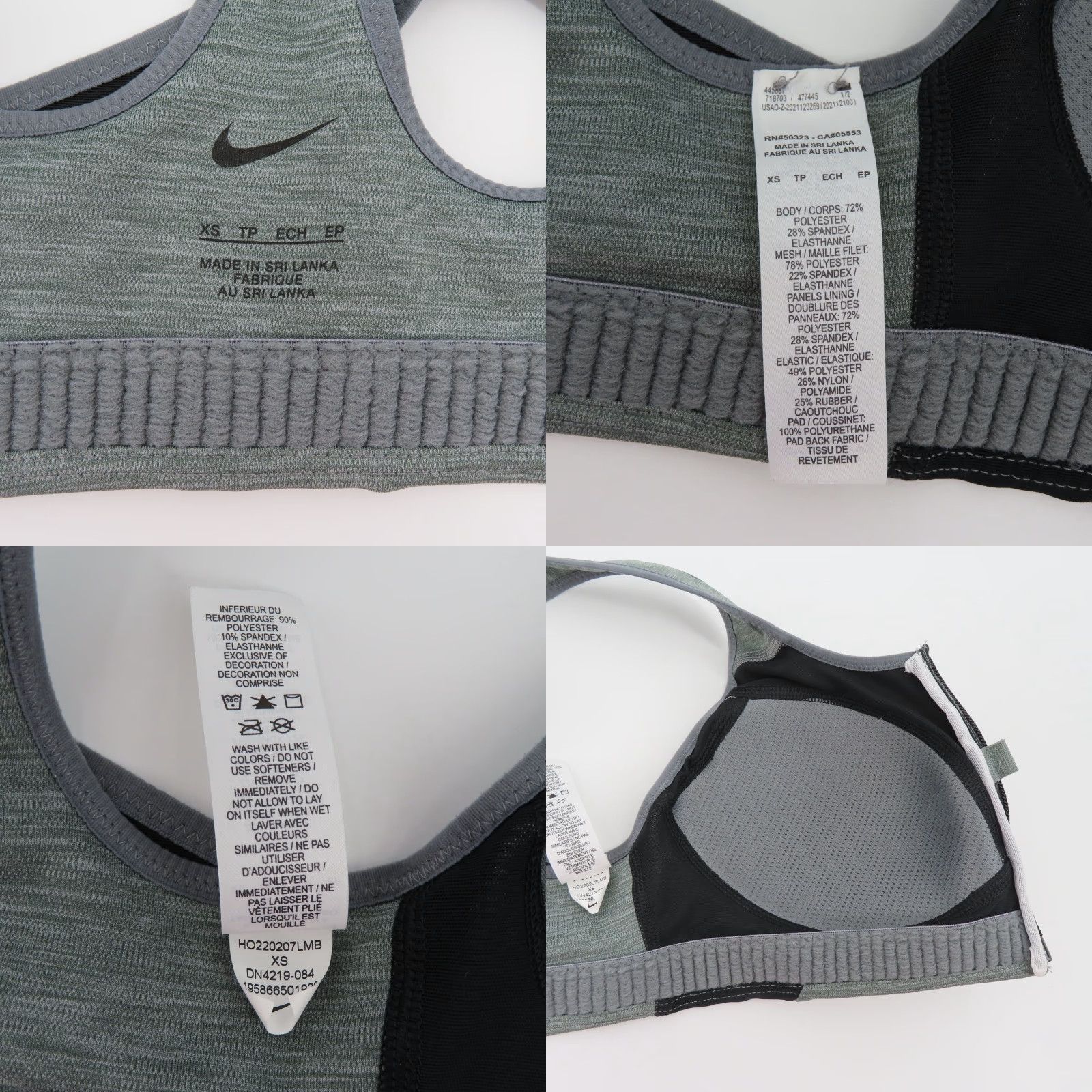 Nike VINTAGE NIKE Womens XS Front Closure Zip Sports Bra Padded Wireless Racerback Size ONE SIZE - 8 Thumbnail
