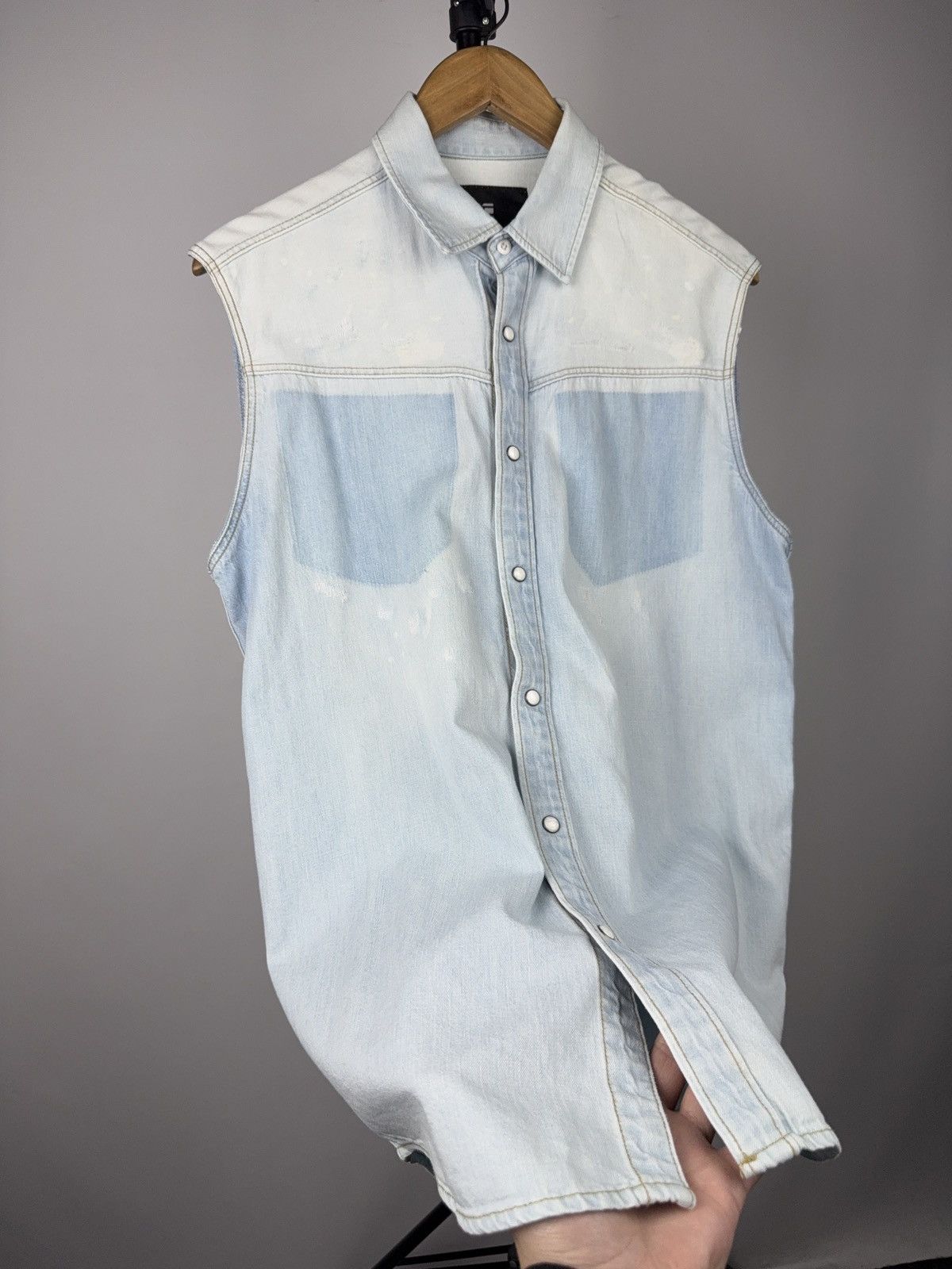 G-Star 00s G-Star RAW Western Sleeveless Light Wash Denim Shirt S Size US S / EU 44-46 / 1 - 2 Thumbnail