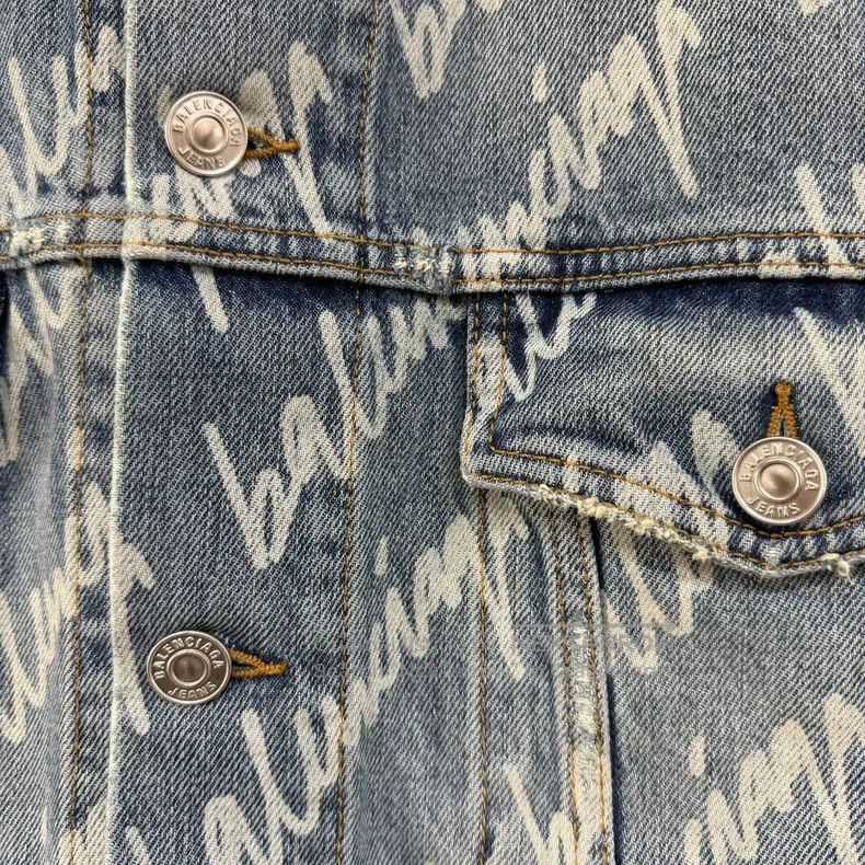 Balenciaga Balenciaga Letter Logo Embossed Denim Jacket Size XS / US 0-2 / IT 36-38 - 5 Thumbnail