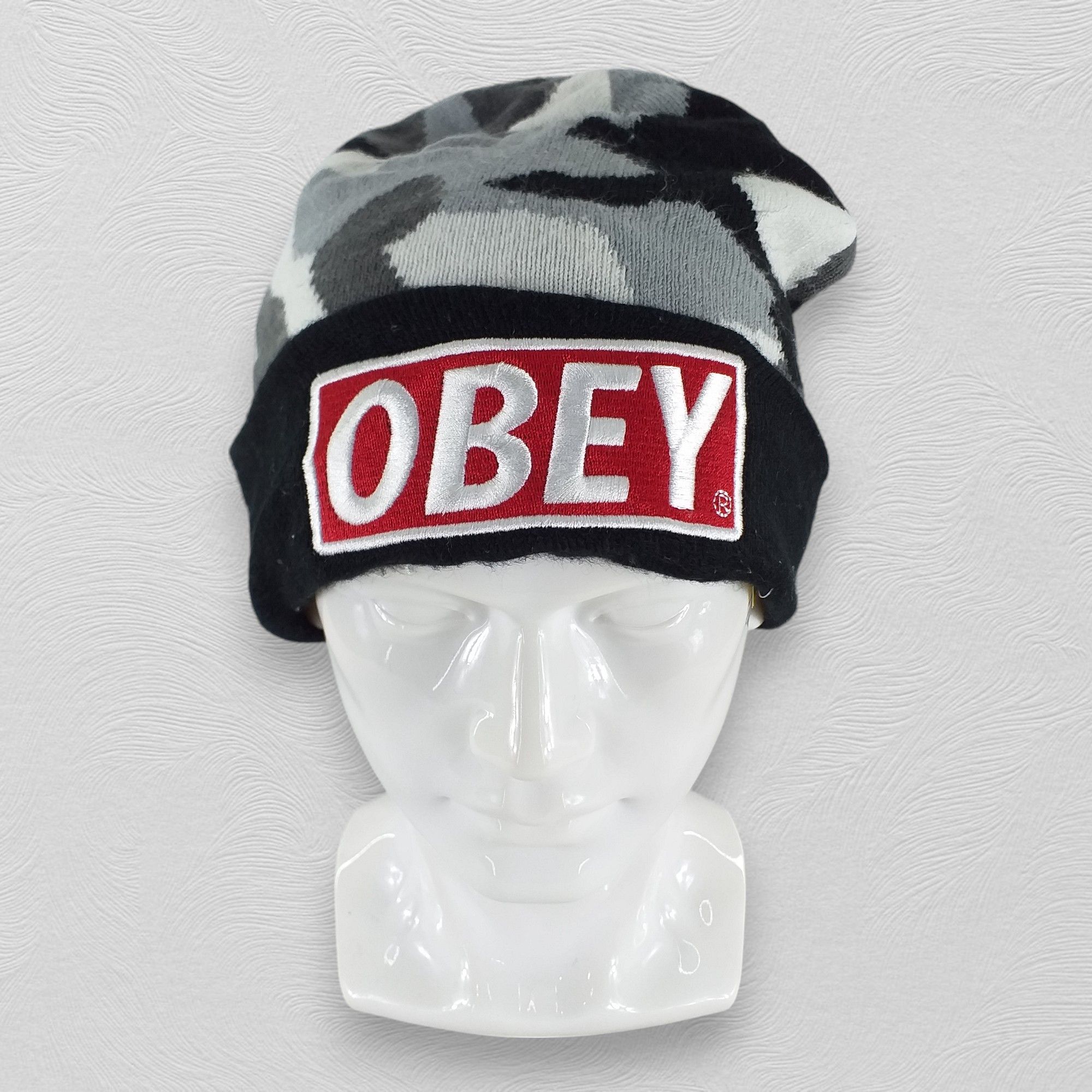 Obey Embroidery Camo Snow Cap Hat Beanie -BN284