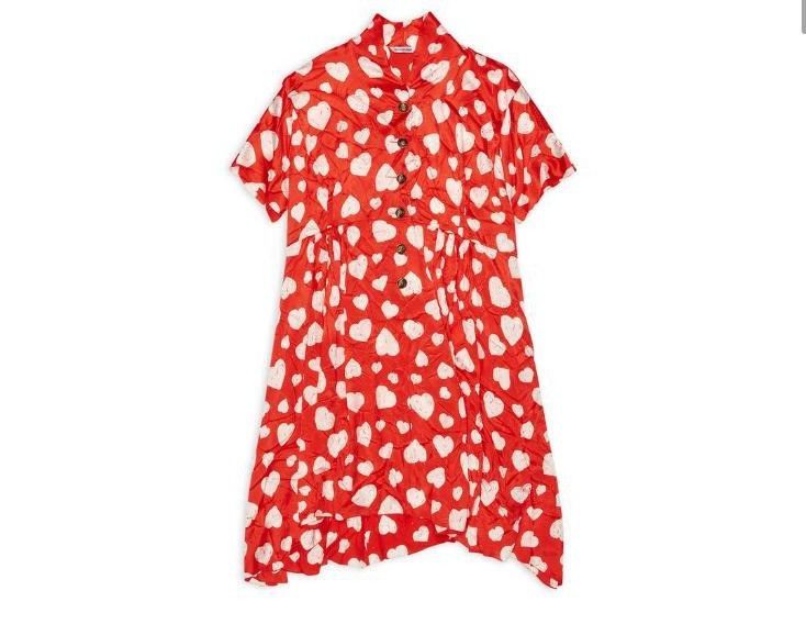 image of Balenciaga O1Mt1Gz0424 Oversized Button Dress In Red/white, Women's (Size XS)