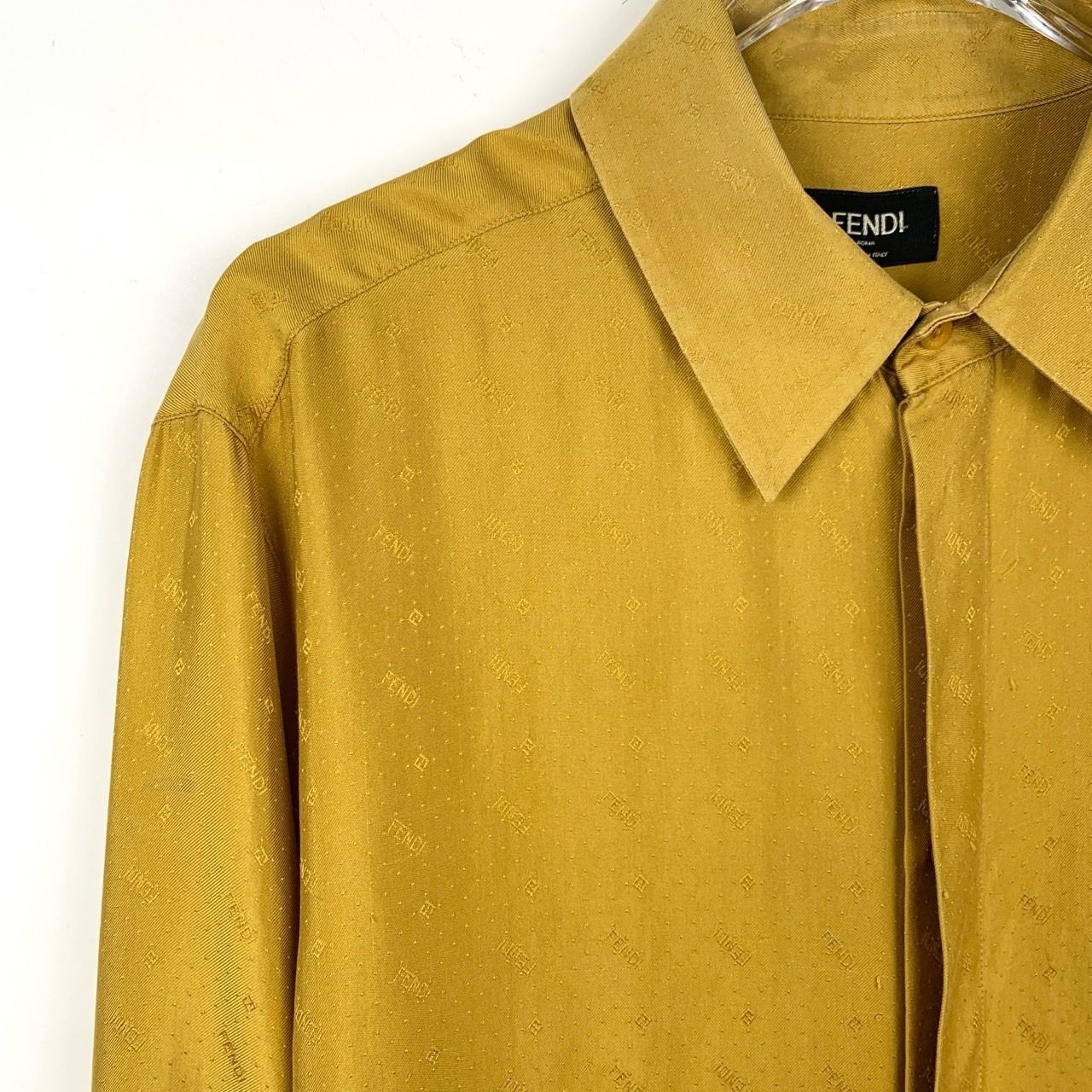 Fendi Fendi Yellow Silk Long-Sleeve Shirt with Logo Monogram (Size Size XS / US 0-2 / IT 36-38 - 7 Thumbnail