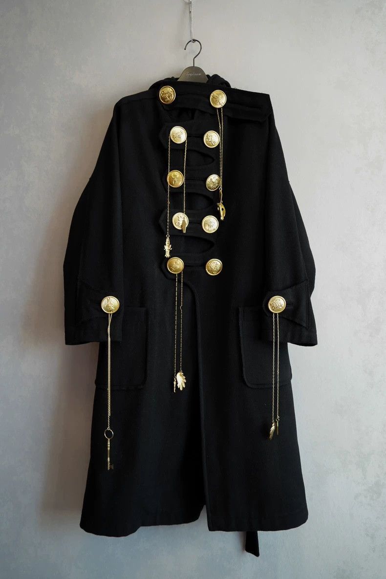 Yohji Yamamoto Yohji Yamamoto Yohji Yamamoto Hooded Coat with Gold Accent Size US S / EU 44-46 / 1 - 1 Thumbnail