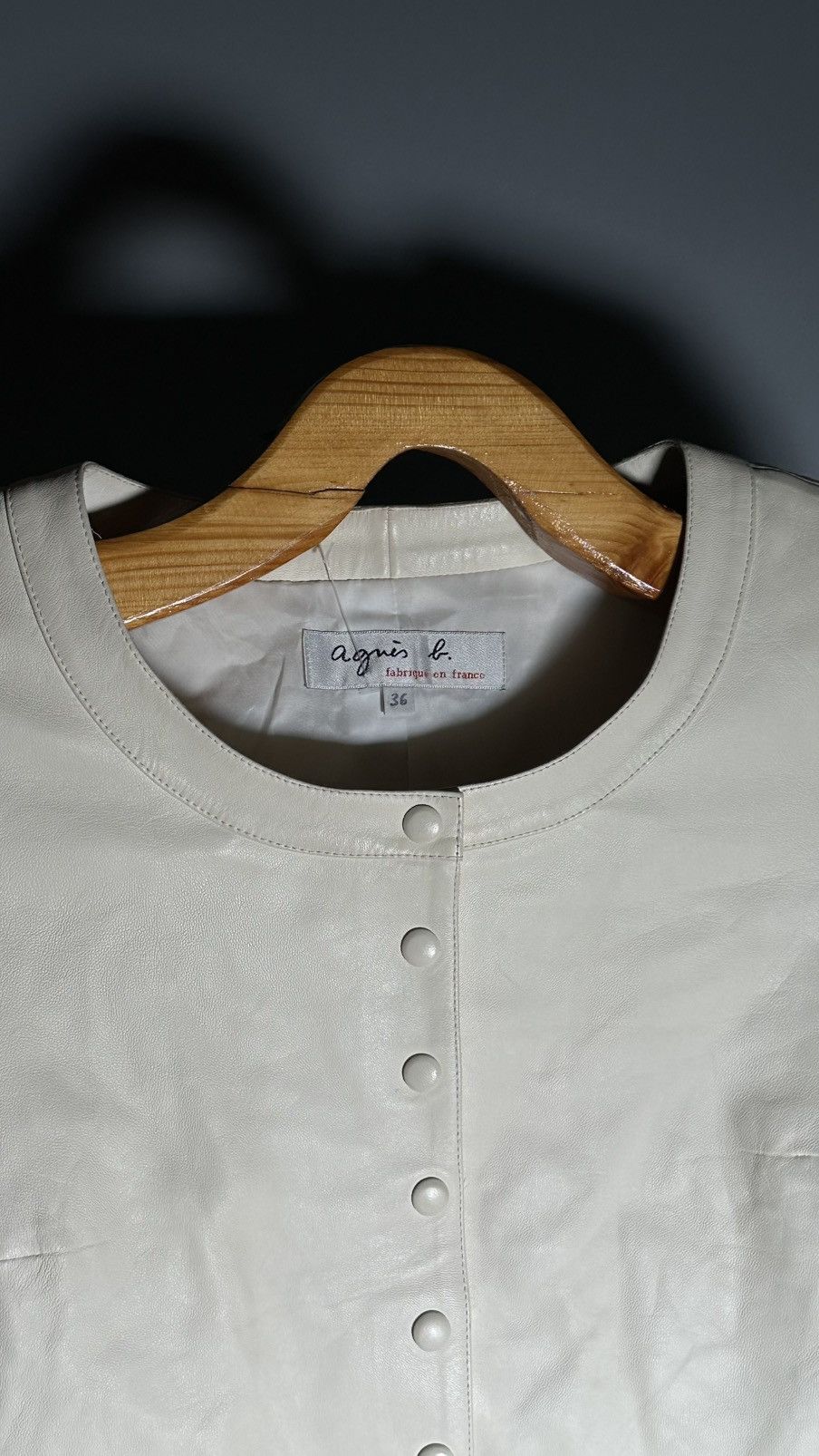 agnes b. agnes b. pression leather cardigan blouson jacket cream Size XS / US 0-2 / IT 36-38 - 7 Thumbnail