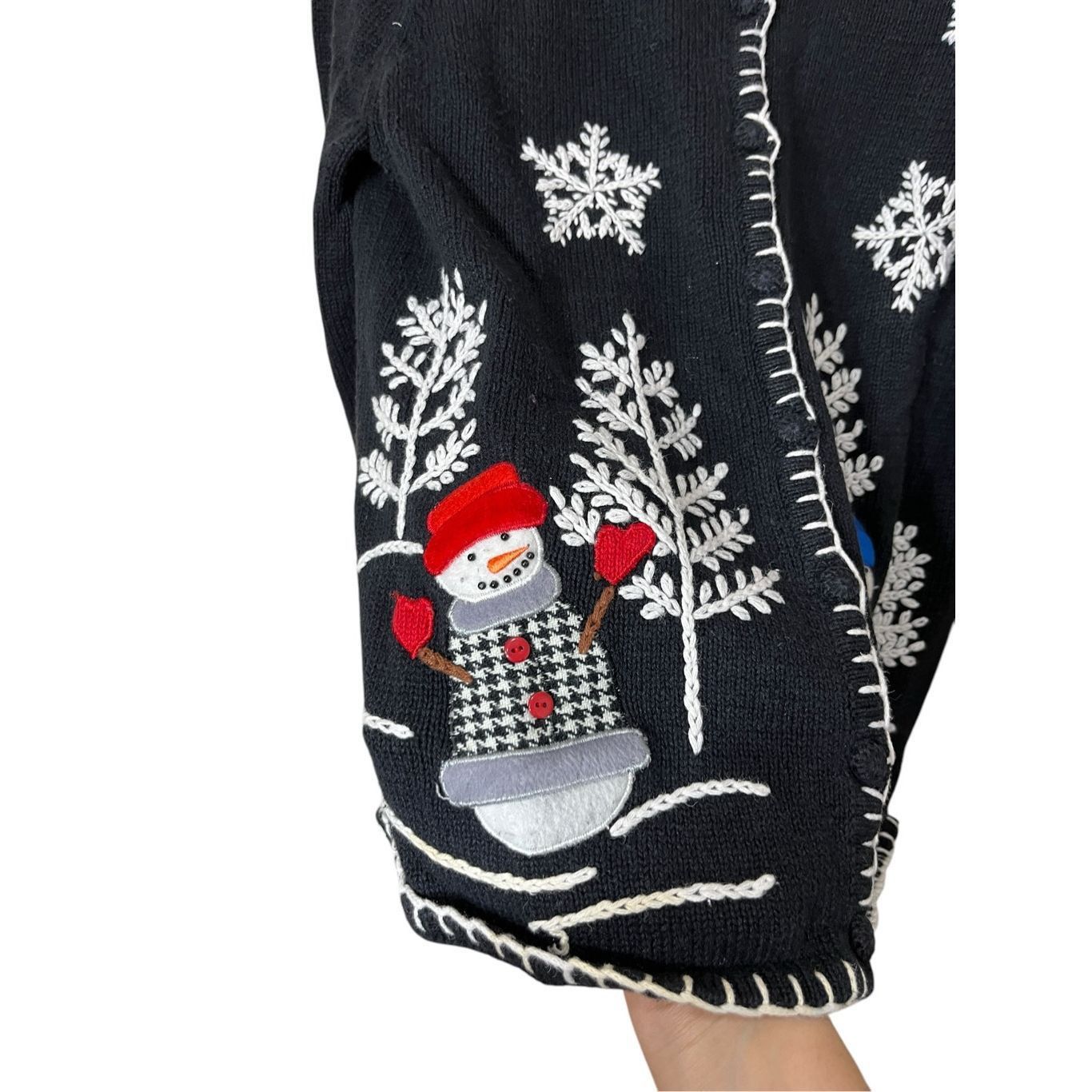Other Vintage Designers Originals Studio Black Christmas Cardigan Size S / US 4 / IT 40 - 3 Thumbnail