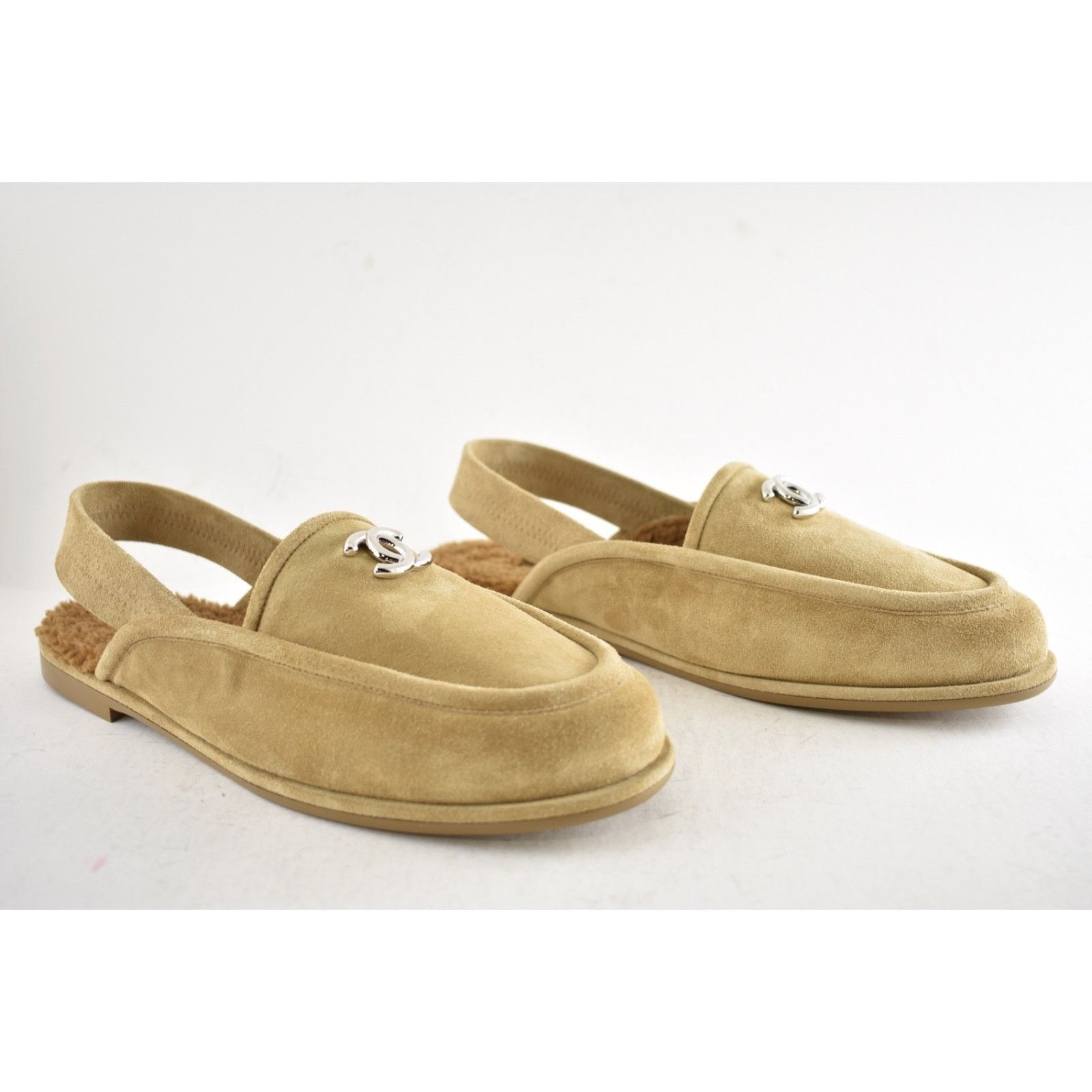 Chanel Chanel Dark Beige Suede Shearling Slingback Loafer Flat 41 Size US 10 / IT 40 - 5 Thumbnail