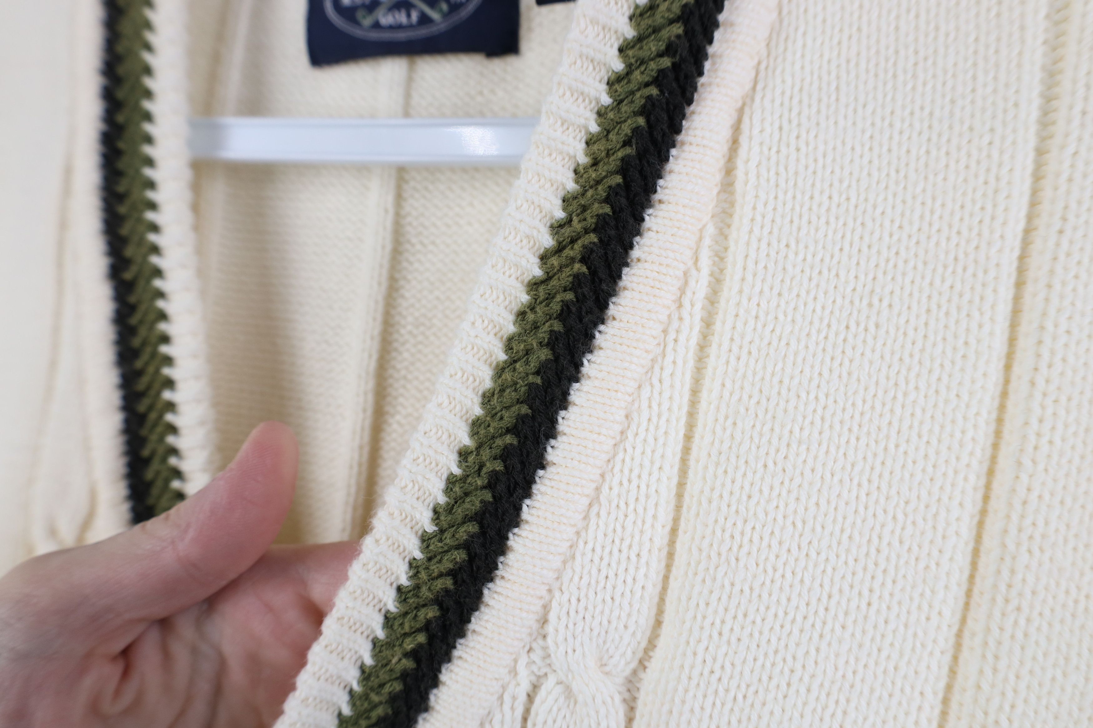 Vintage Vintage 90s Streetwear Cable Knit Golf Cardigan Sweater Vest Size US L / EU 52-54 / 3 - 8 Thumbnail