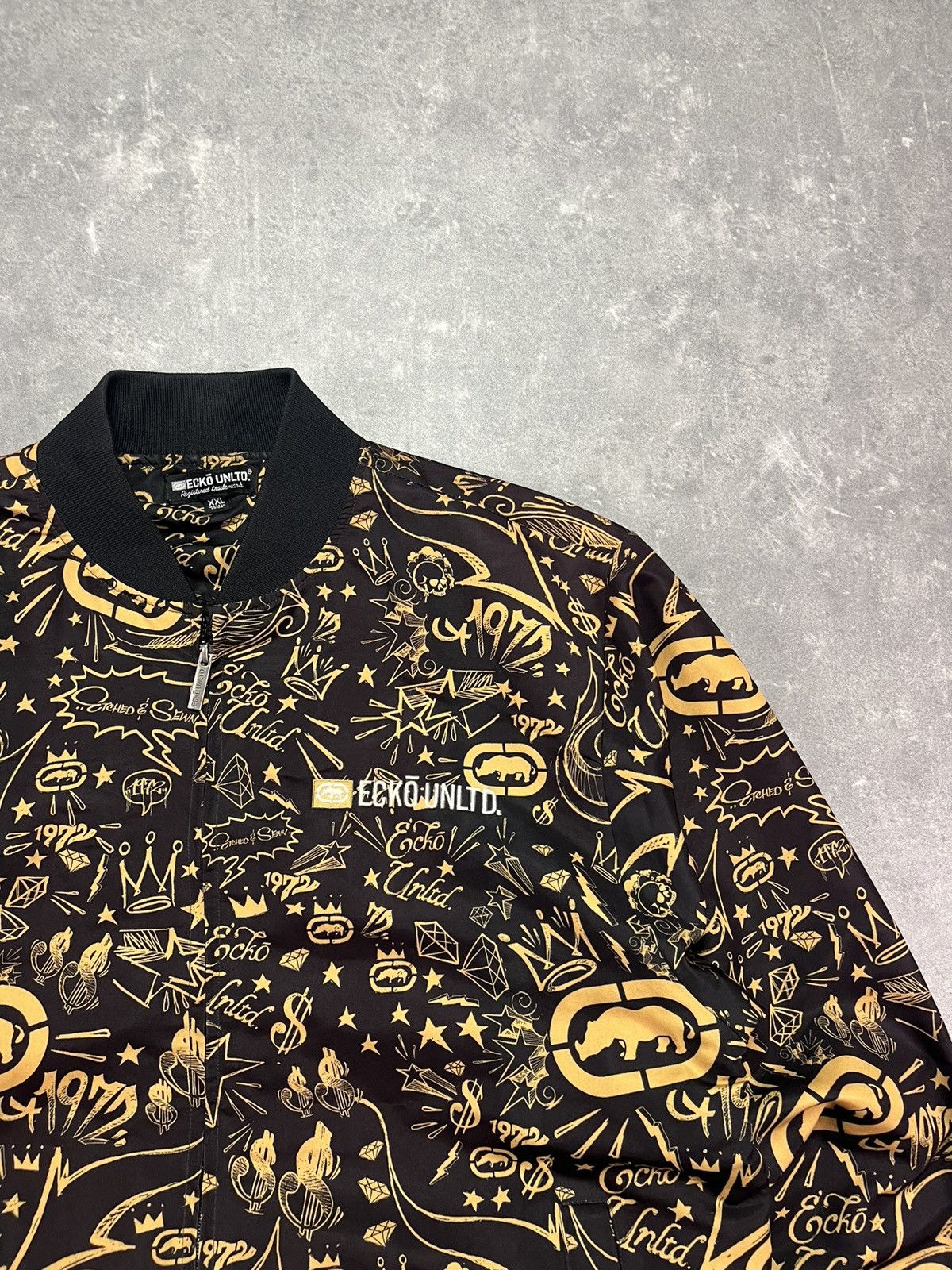 Ecko Unltd. 90s/00s Mega Baggy AOP Multilogo Printed Bombe Jacket XXL Size US XXL / EU 58 / 5 - 4 Thumbnail