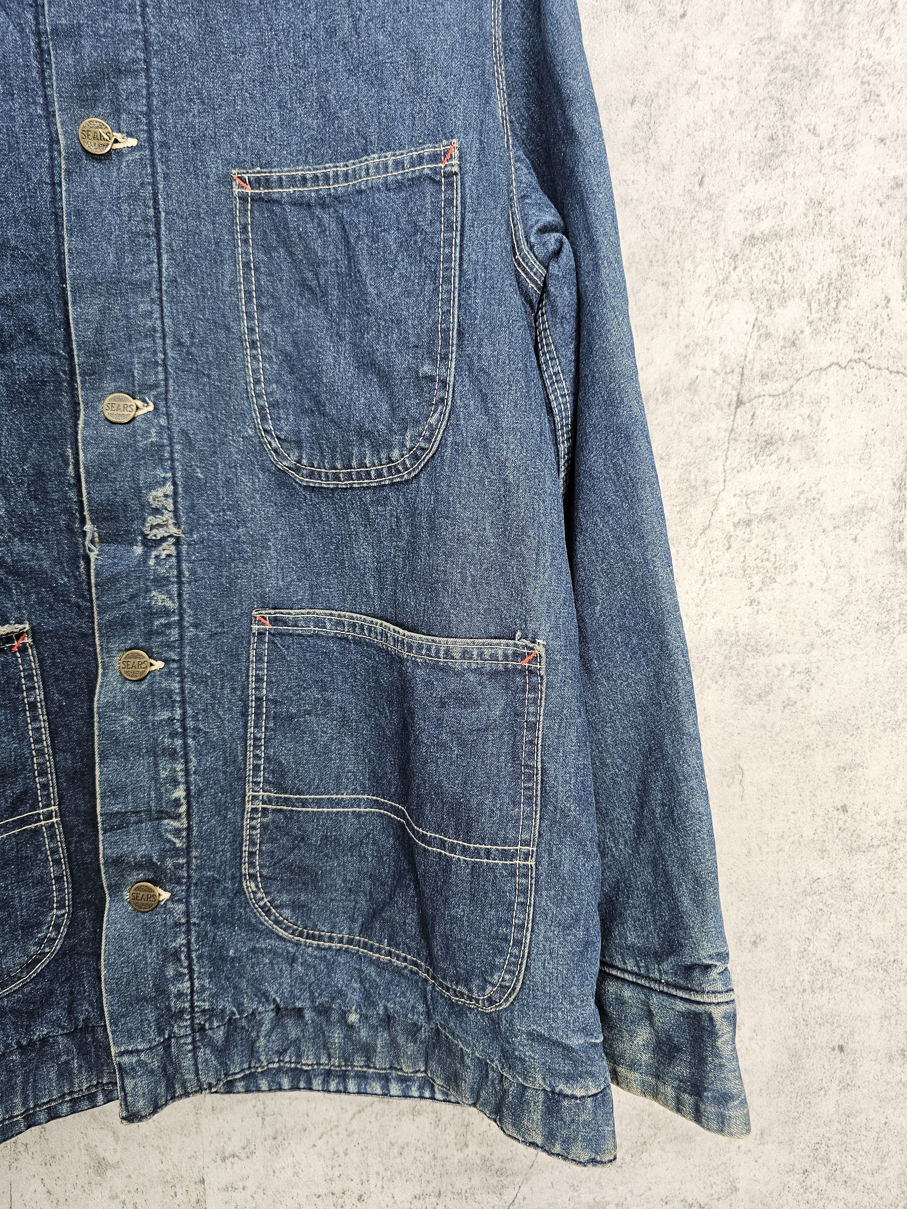 Sears Vintage 80's SEARS Work Outerwear Wool Denim Jacket J0077 Size US M / EU 48-50 / 2 - 4 Thumbnail