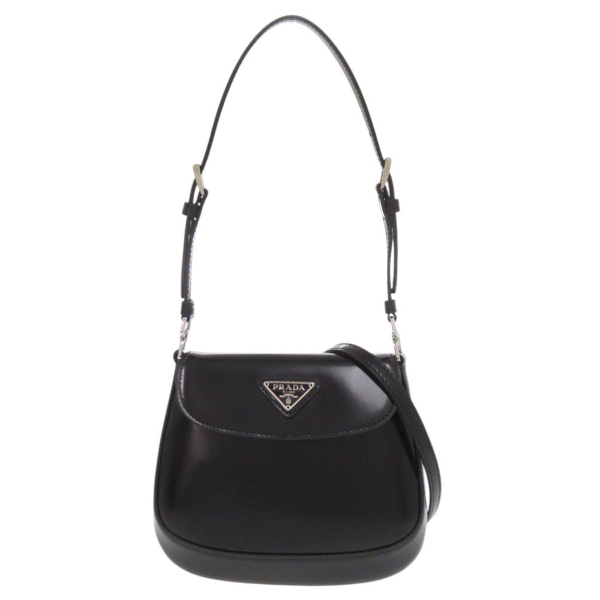 Prada Unused Prada SPAZZOLATO 1BH188 Triangle Logo Leather Black 2-Way Shoulder Bag 0709PRADA Size ONE SIZE - 1 Thumbnail