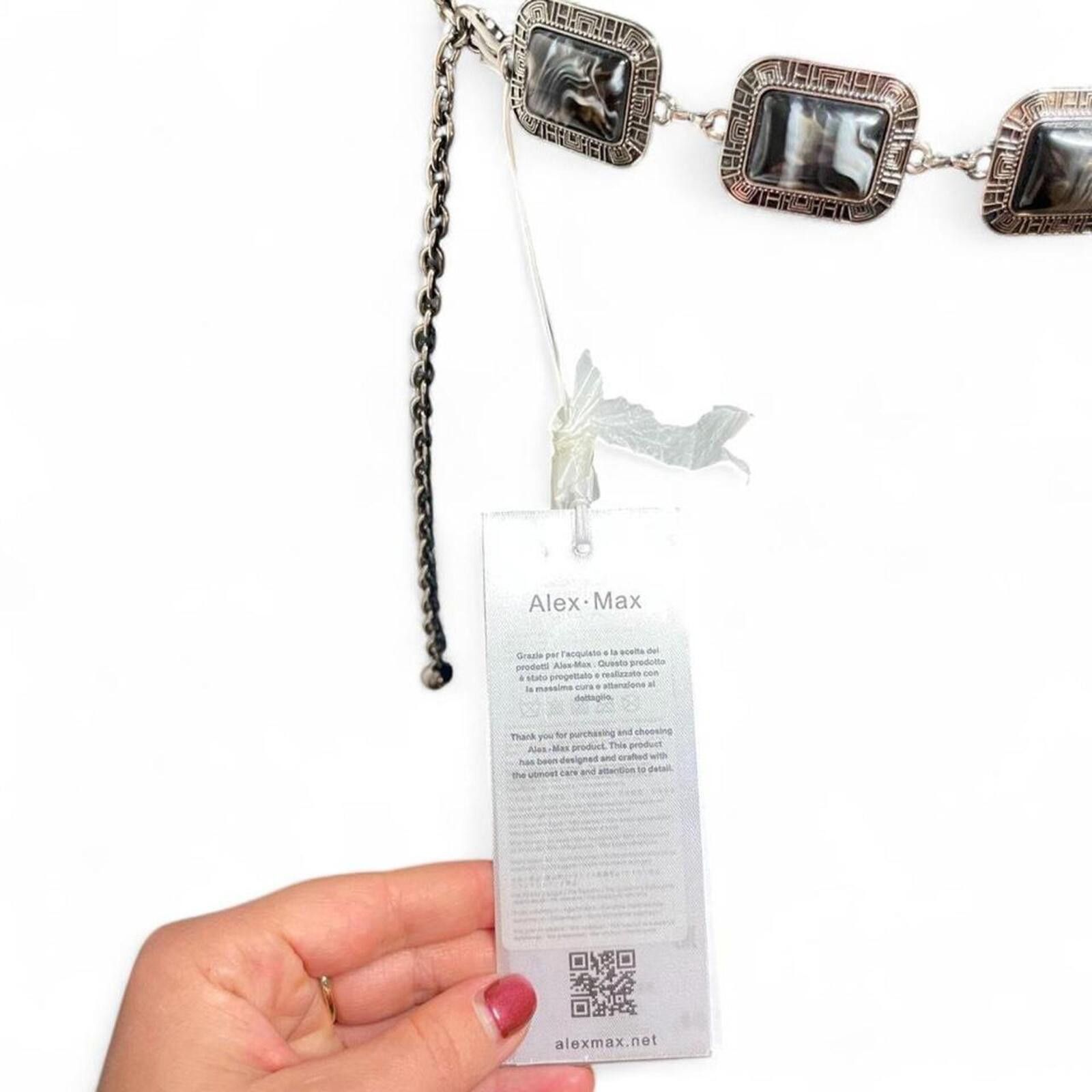 Other Alex Max Silver Chain Belt Marble Stone Links BNWT Statement Size ONE SIZE - 3 Thumbnail