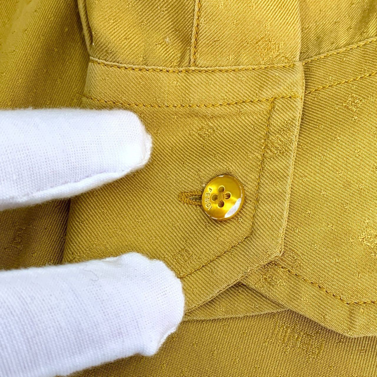 Fendi Fendi Yellow Silk Long-Sleeve Shirt with Logo Monogram (Size Size XS / US 0-2 / IT 36-38 - 4 Thumbnail