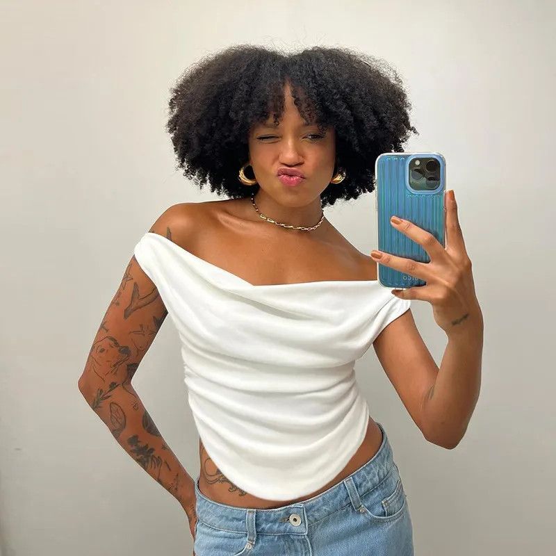 Other Slim Fit Tshirt American style Off shoulder Pleated new Top Size L / US 10 / IT 46 - 2 Thumbnail