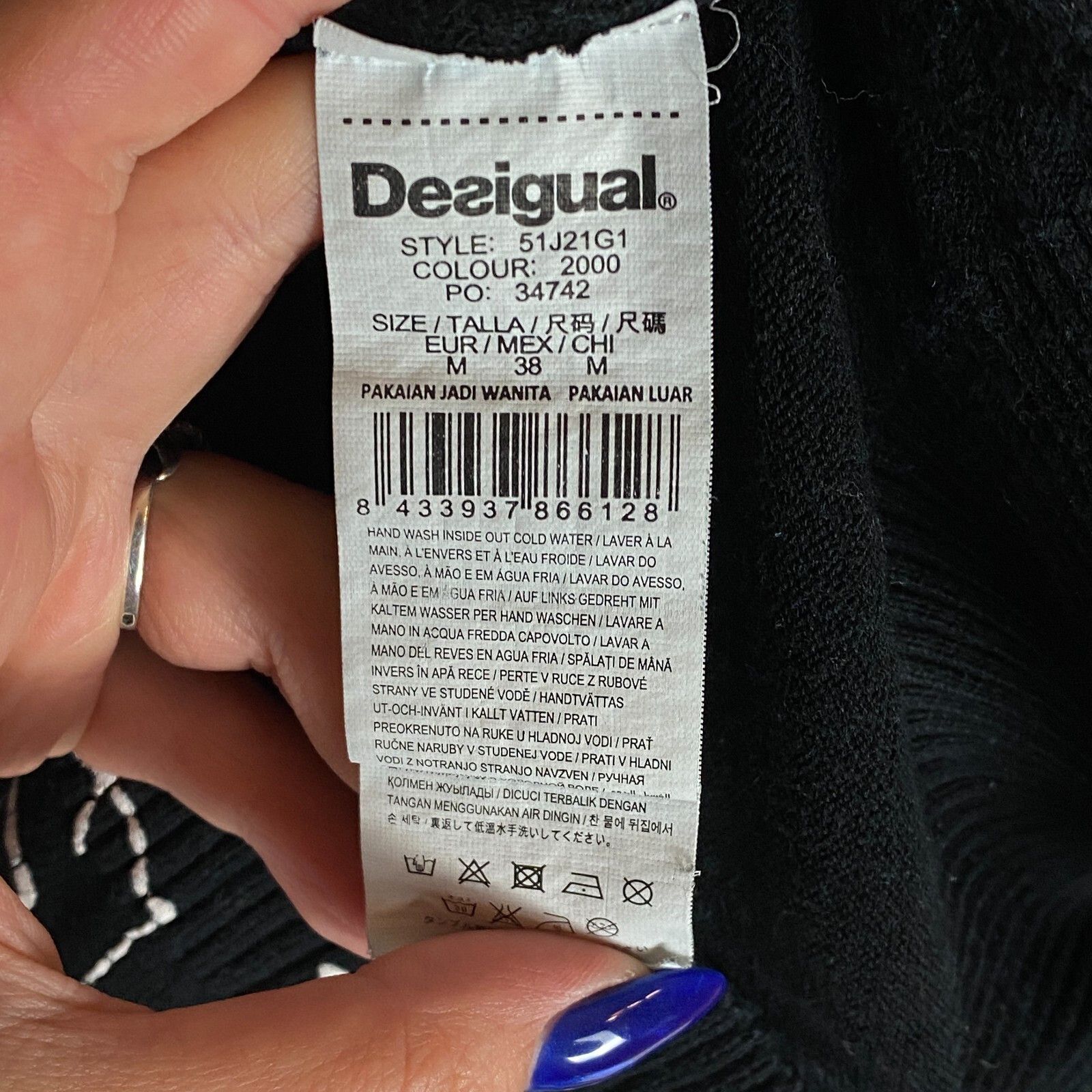 Desigual Desigual Sweater Women's Size M Black Long Sleeve ` Size M / US 6-8 / IT 42-44 - 6 Thumbnail