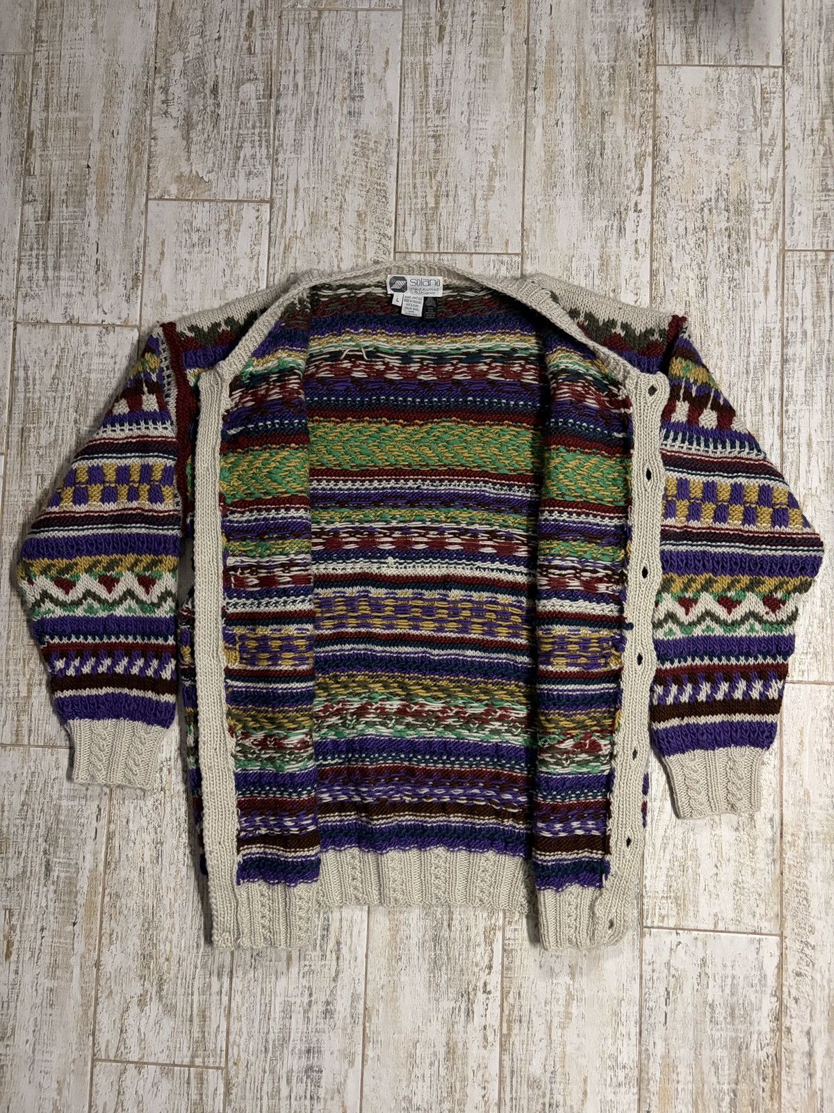 Other Vintage Solana Hand Knitted Wool Sweater Cardigan Size US L / EU 52-54 / 3 - 3 Thumbnail