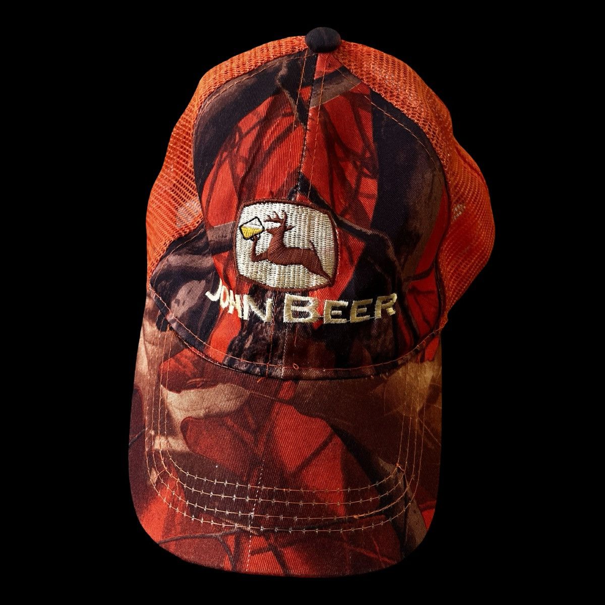 Other Vintage John Beer Orange Camo Hat Y2K 00's Parody Size ONE SIZE - 1 Thumbnail