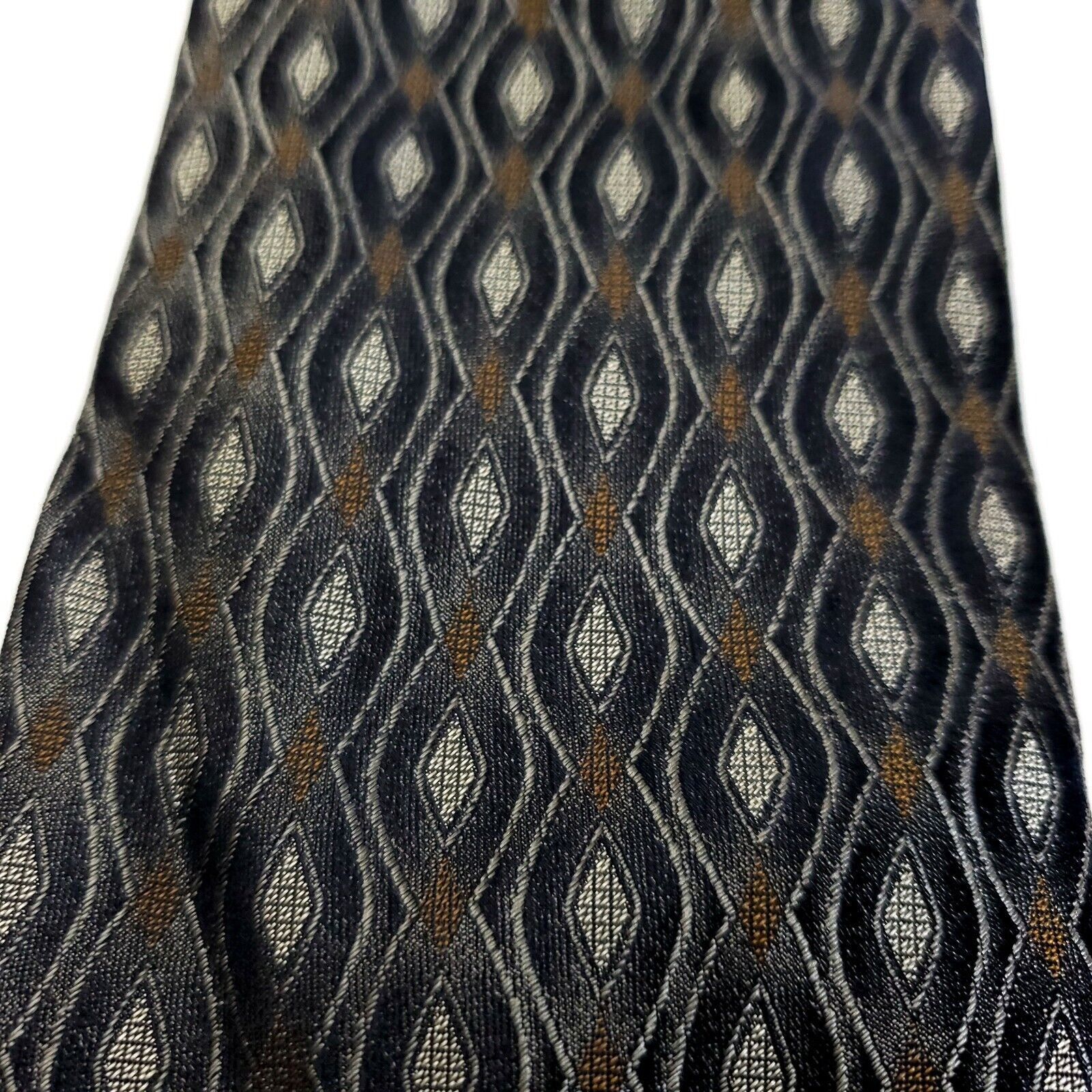 Pronto Uomo Pronto Uomo Green Woven Geometric Abstract Wide Silk Tie Size ONE SIZE - 2 Thumbnail