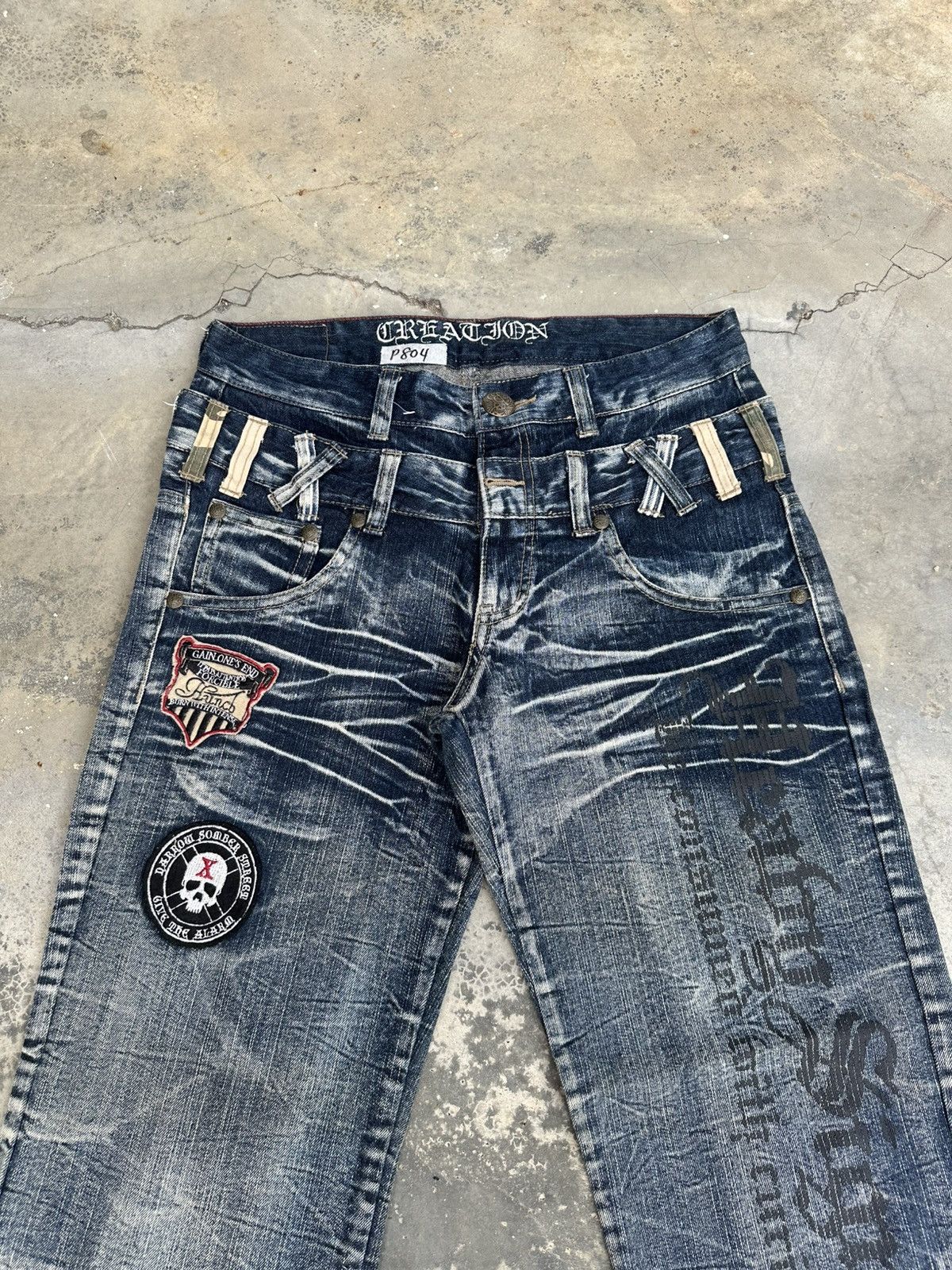 Japanese Brand Vintage Y2K Deluxe Whiskering Faded Style Double Waist Pant Size US 33 - 3 Thumbnail